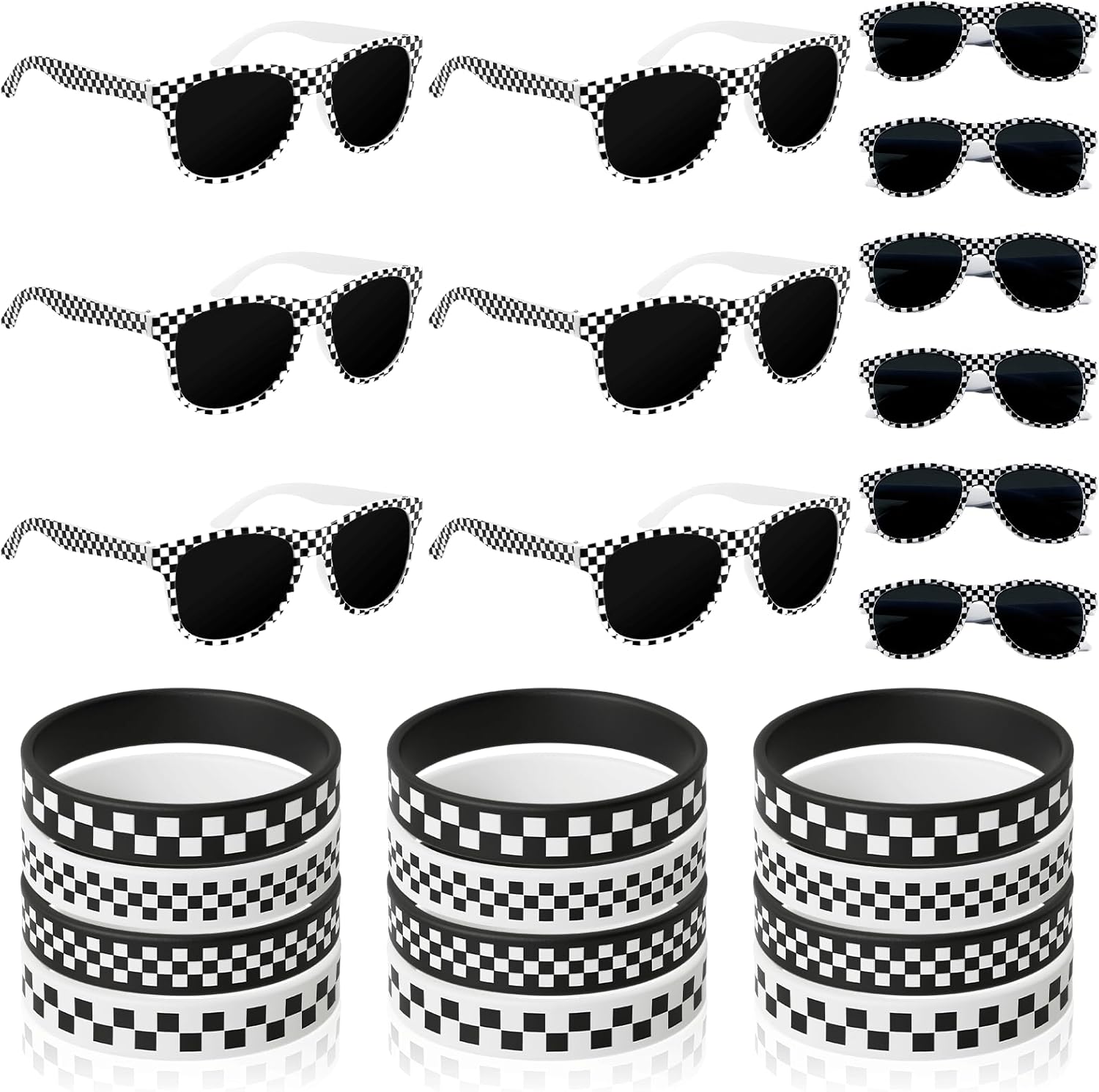 24PCS Race Car Sunglasses Wristbands Party Set