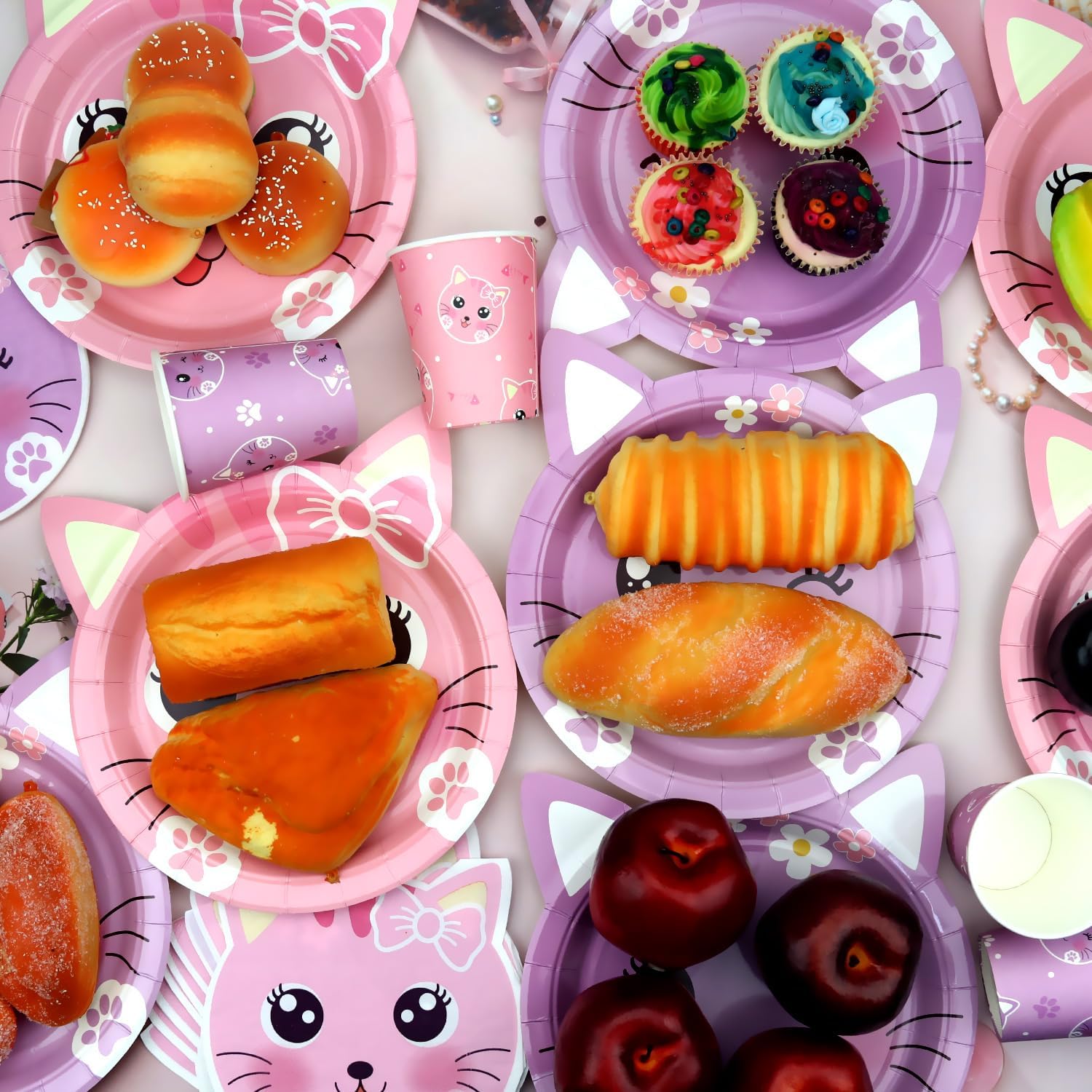 Cat Birthday Party Supplies Set 20 Piece Tableware for Kids