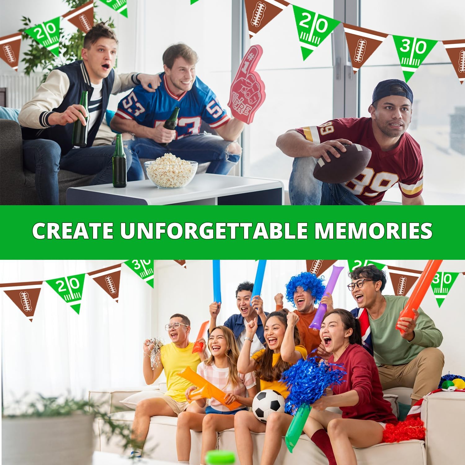 4Es Novelty 4 Pcs Football Flag Banner Set