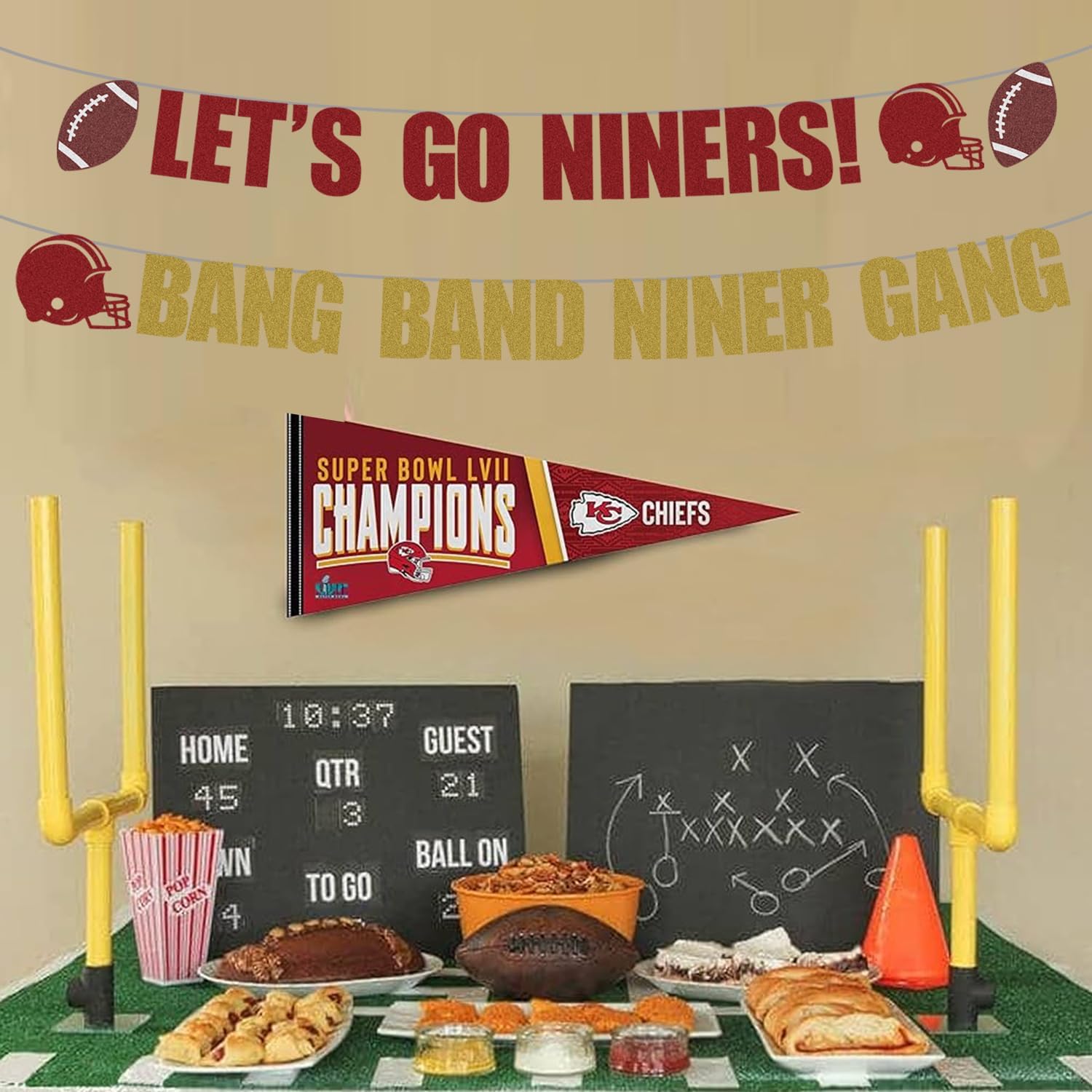 Lets Go Niners Glitter Banner Football Decor