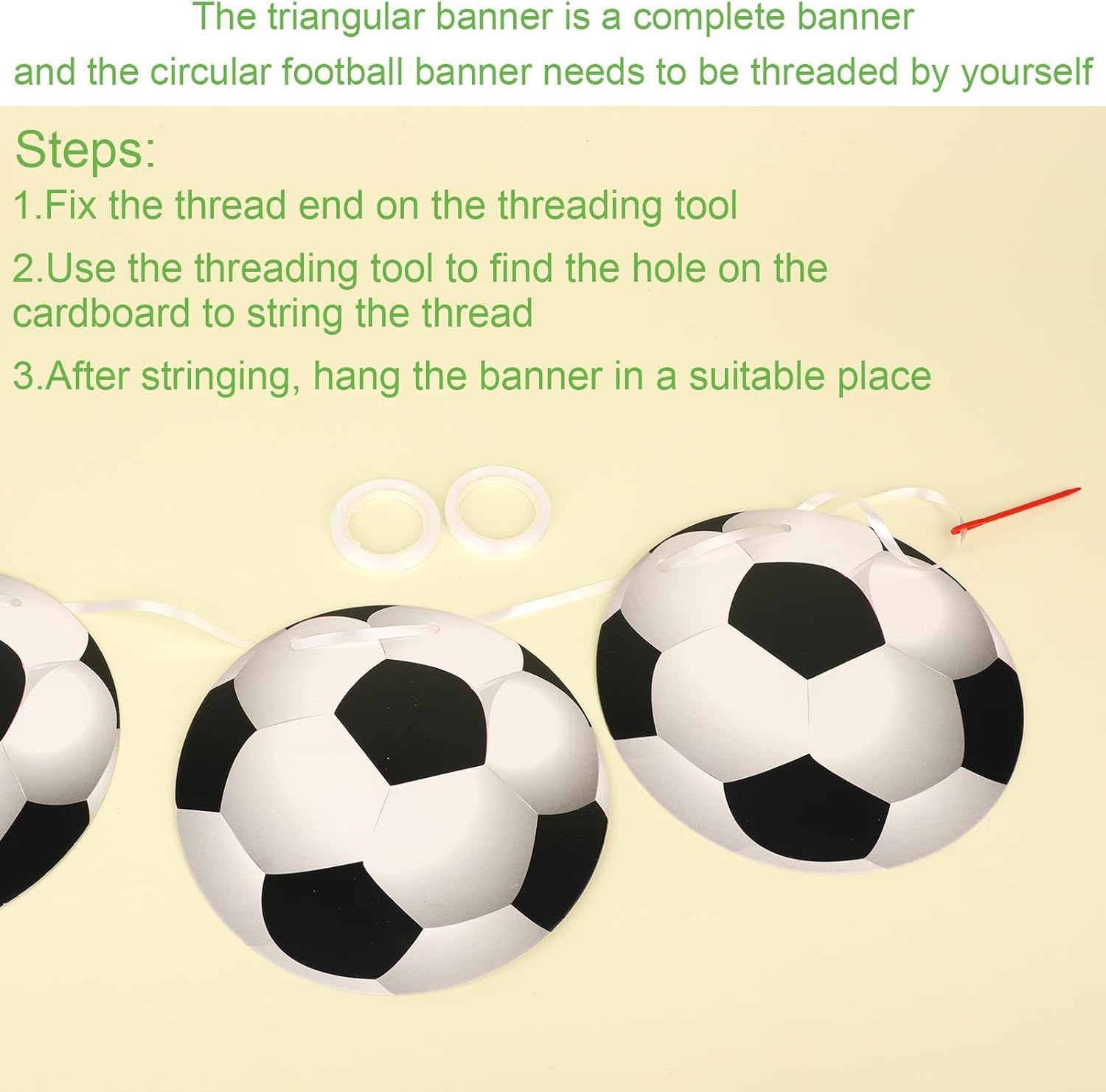 4PCS Soccer Party Banners with Pennant and Round Football Decorations