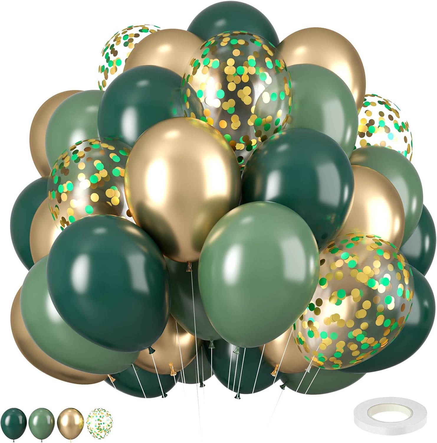 Green and Gold Balloons for Party Decorations