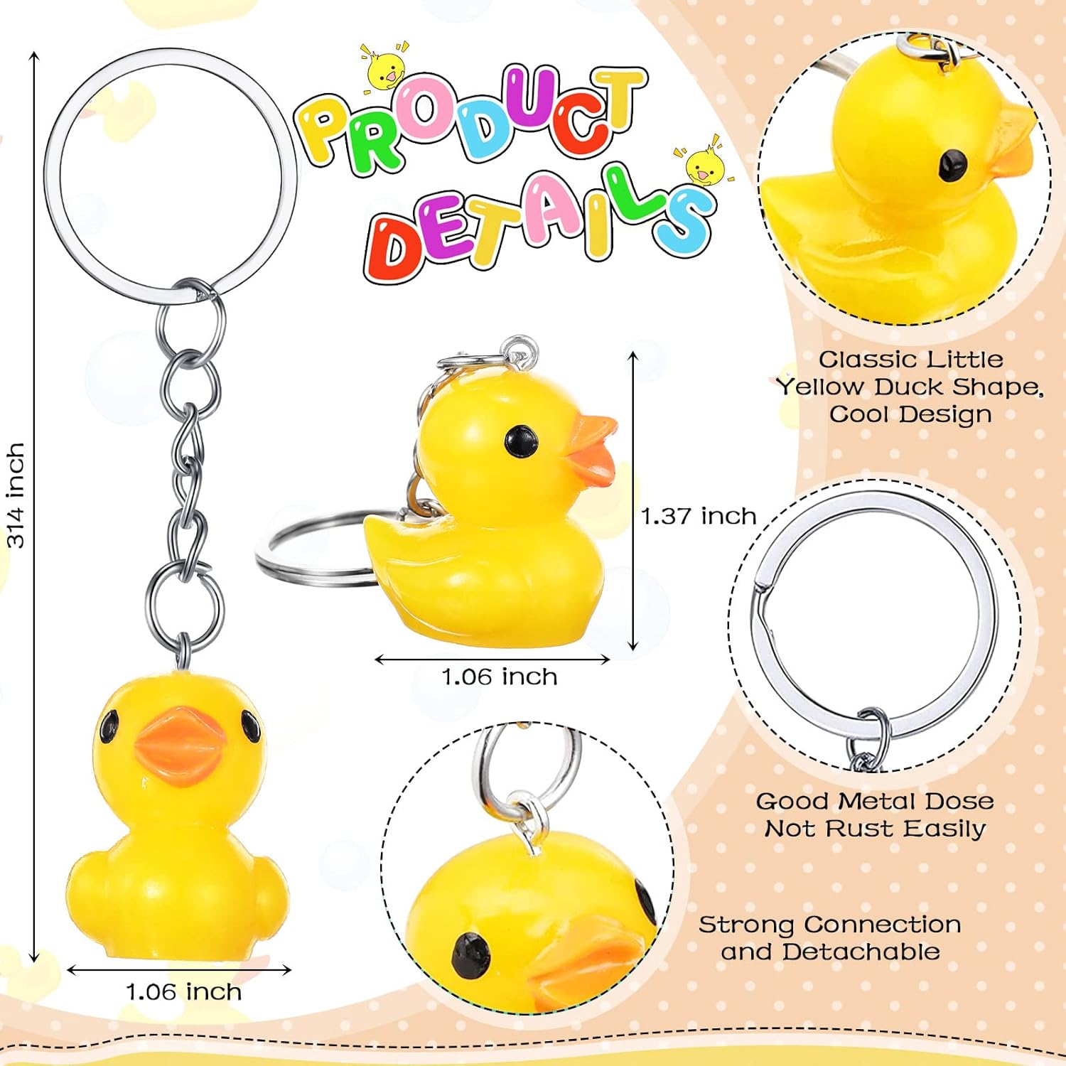 Yoande Plastic Duck Keychains 3D Small Pendant