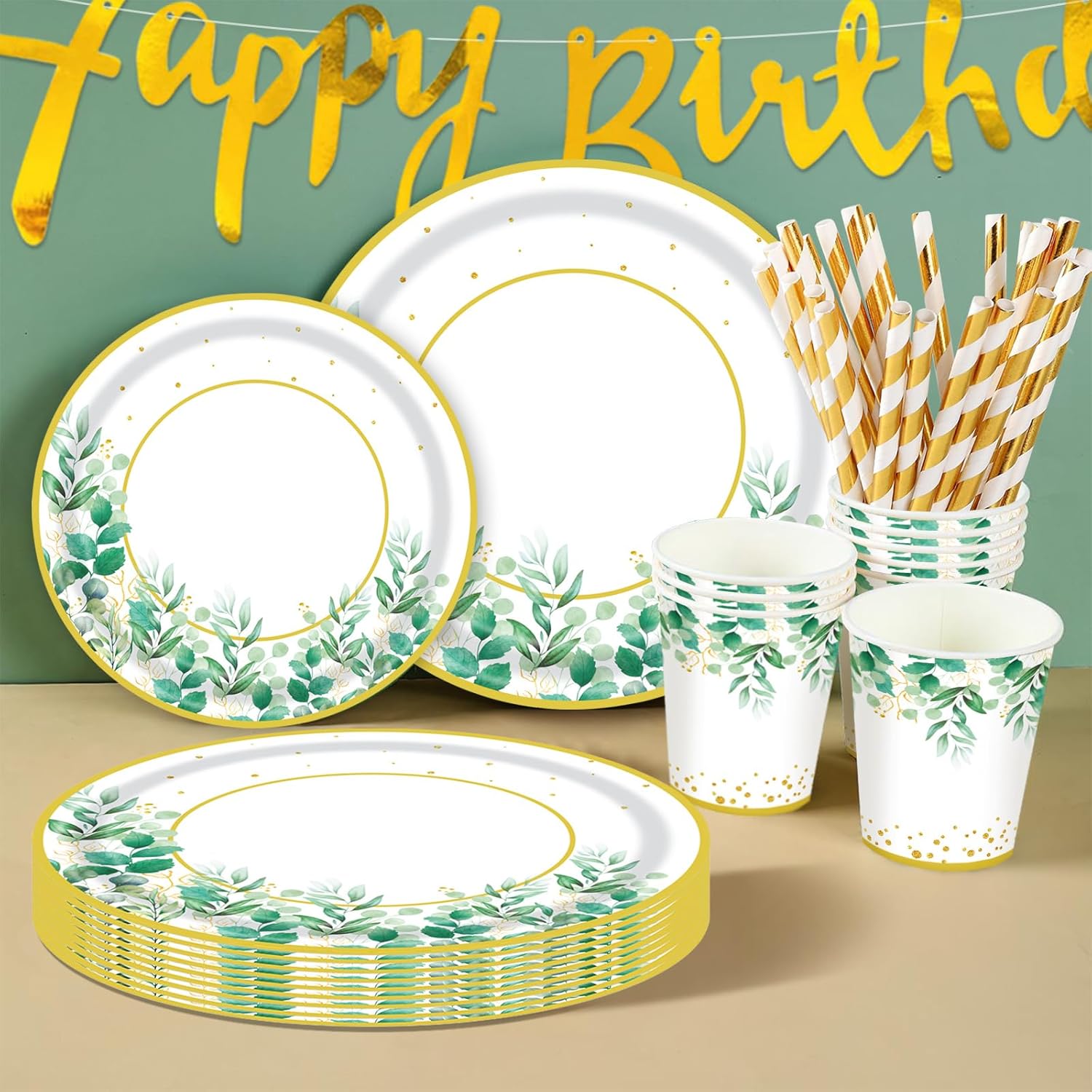 226 Pcs Sage Green Birthday Decorations for Women Girls