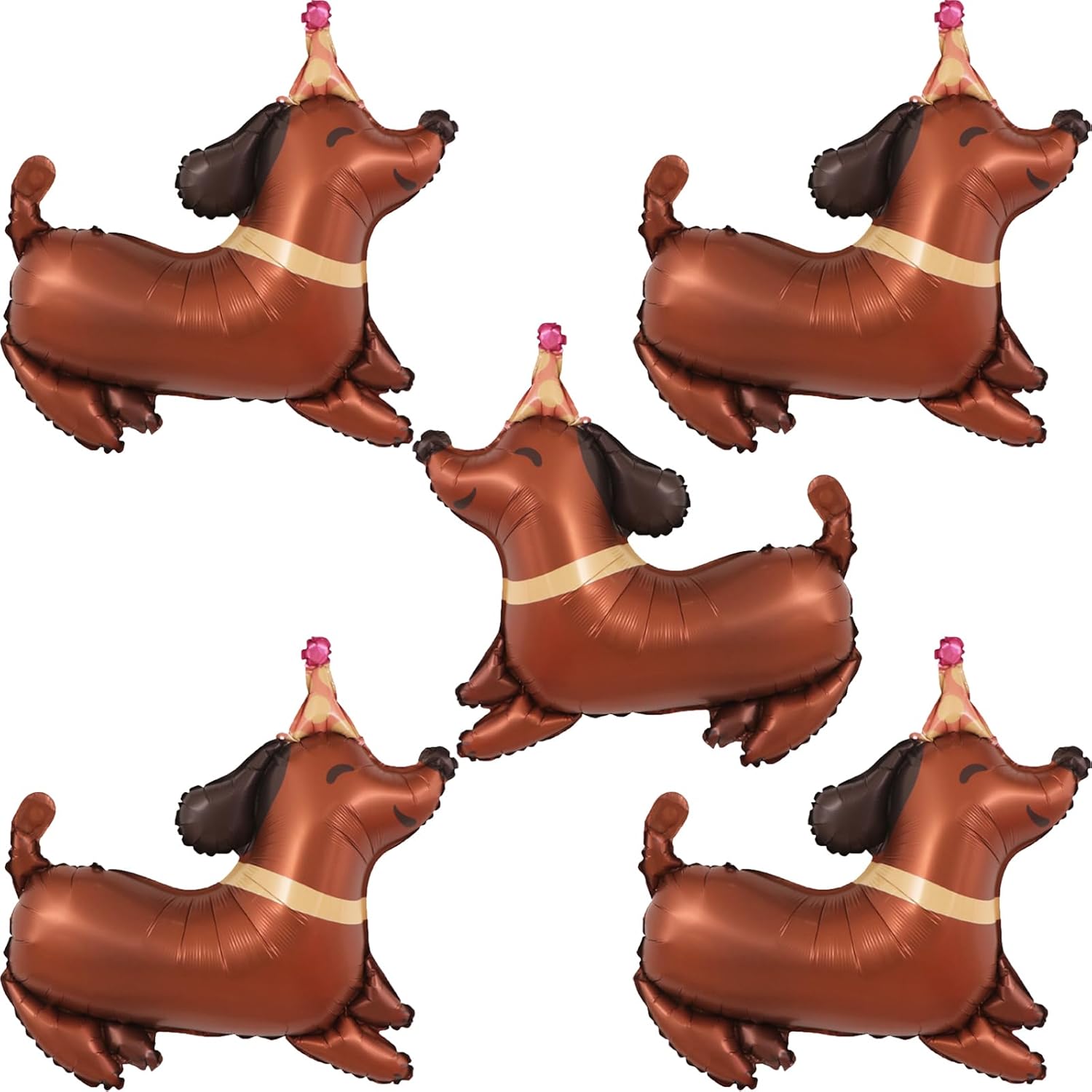 5Pcs Dachshund Dog Birthday Balloons for Pet Party