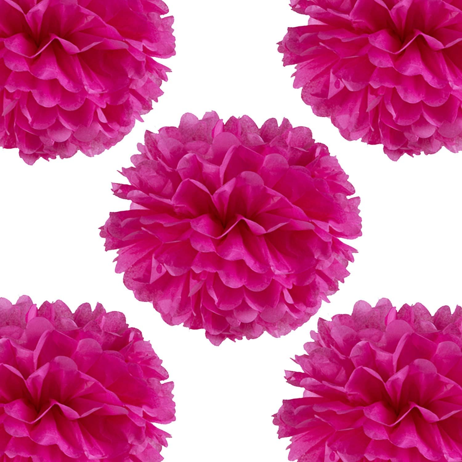 14 Inch Hot Pink Tissue Pom Poms Pack of 10
