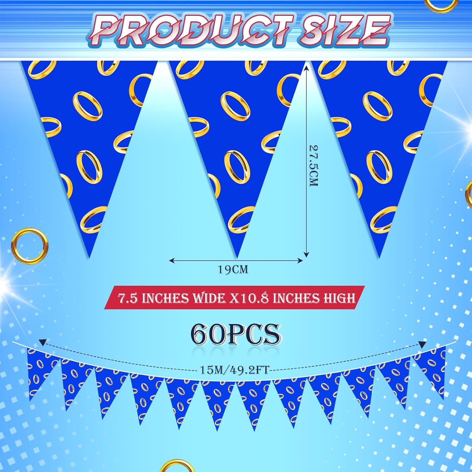 Pajean 49 Ft Blue and Gold Party Banner Decorations
