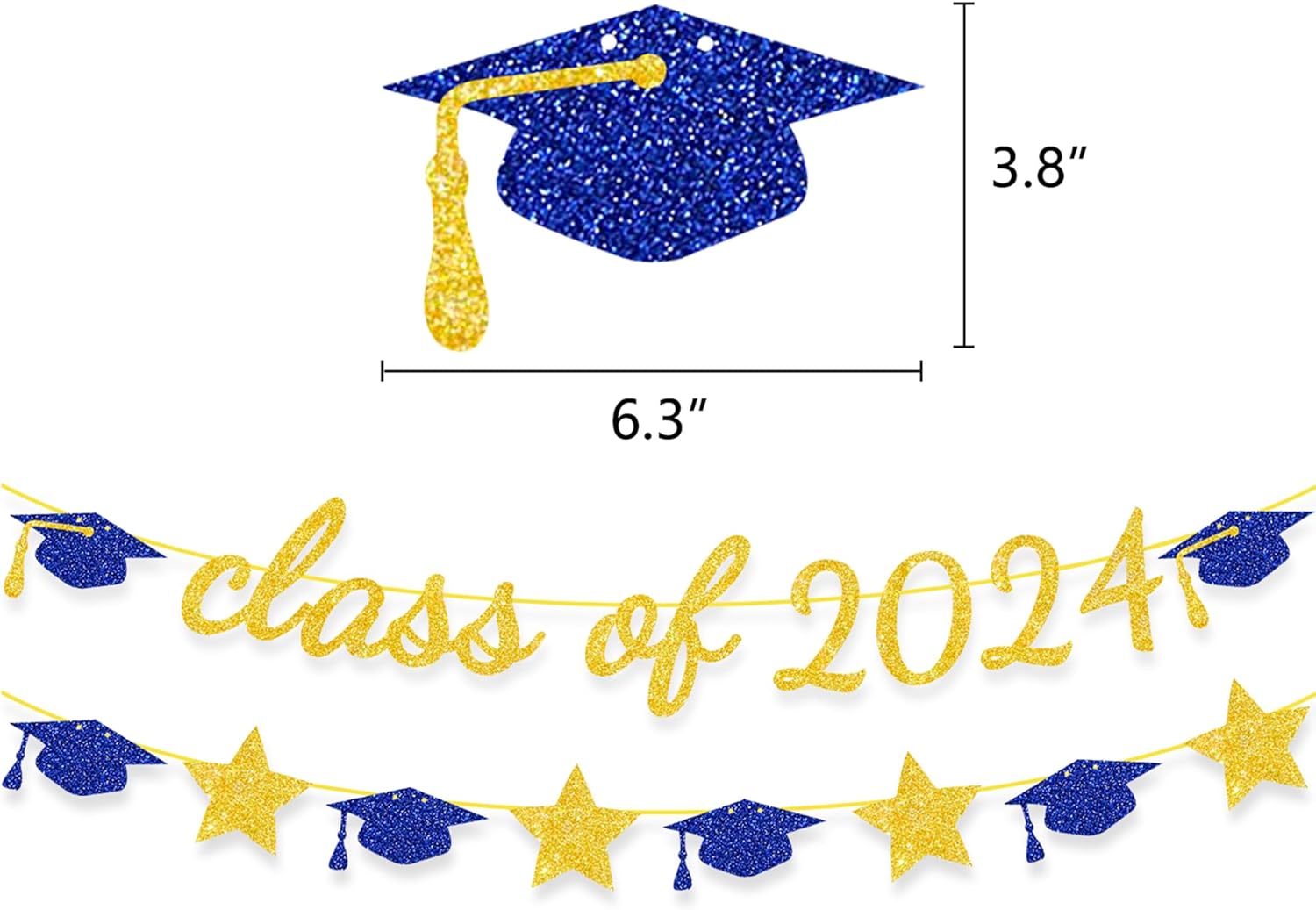 Blue Gold Class Banner Graduation Decorations