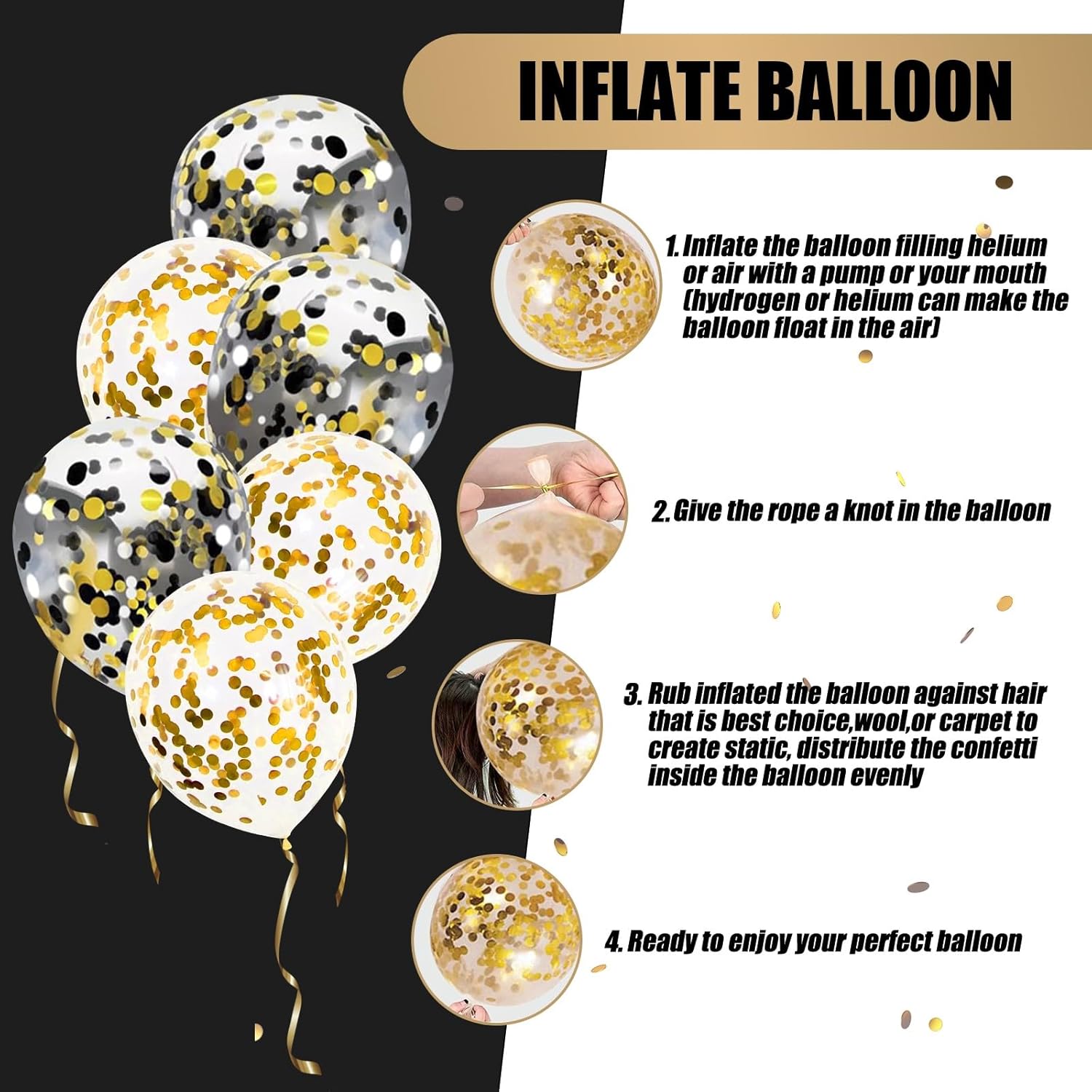OUTEPAI 62pcs Colorful Confetti Balloons Kit