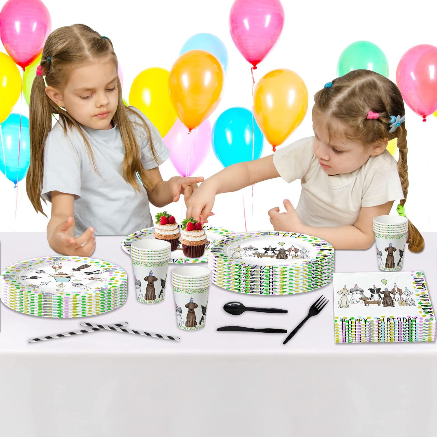 Xigejob Puppy Dog Party Supplies Set for 24 Guests