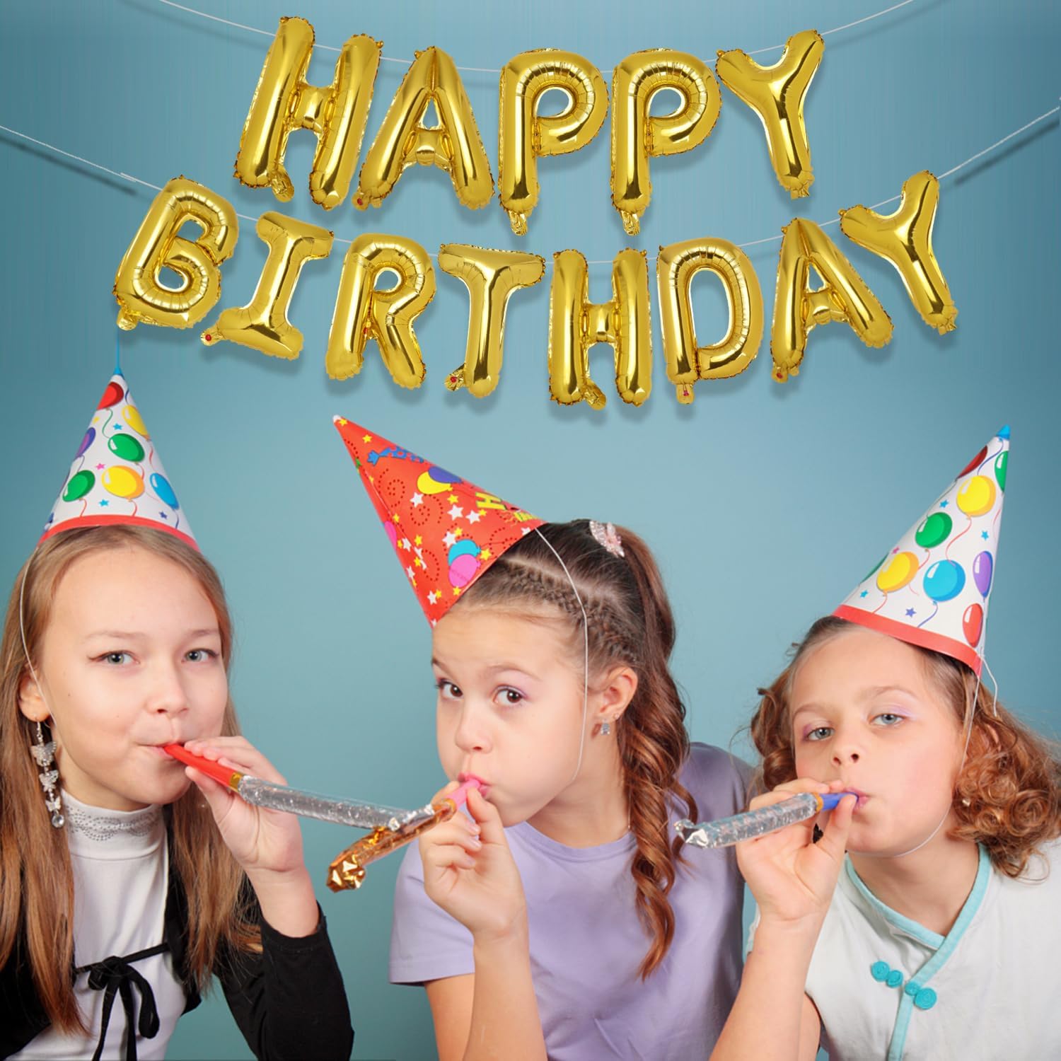 Gold Happy Birthday Banner 16 Inch Reusable Inflatable Decor