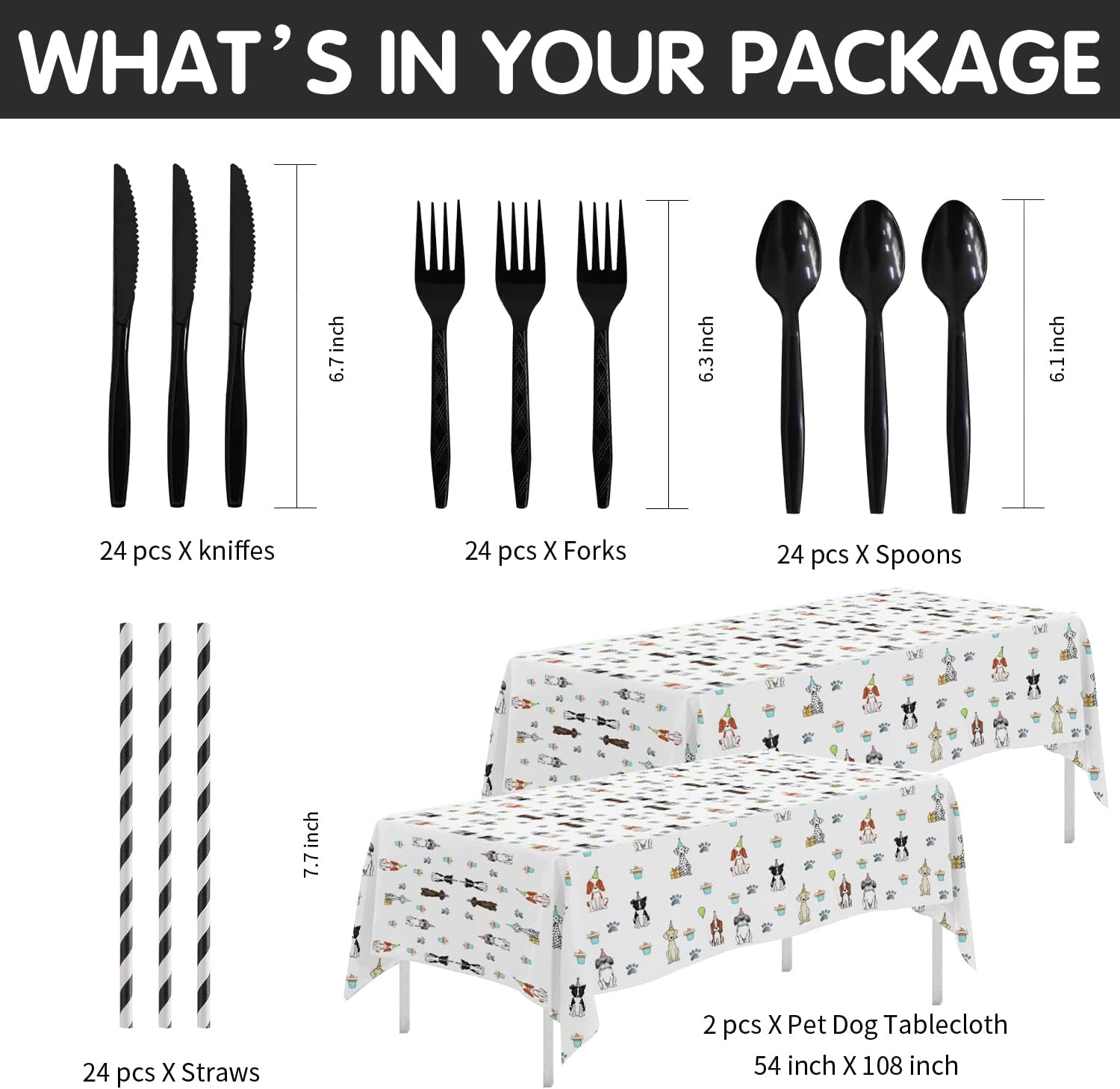 Xigejob Puppy Dog Party Supplies Set for 24 Guests