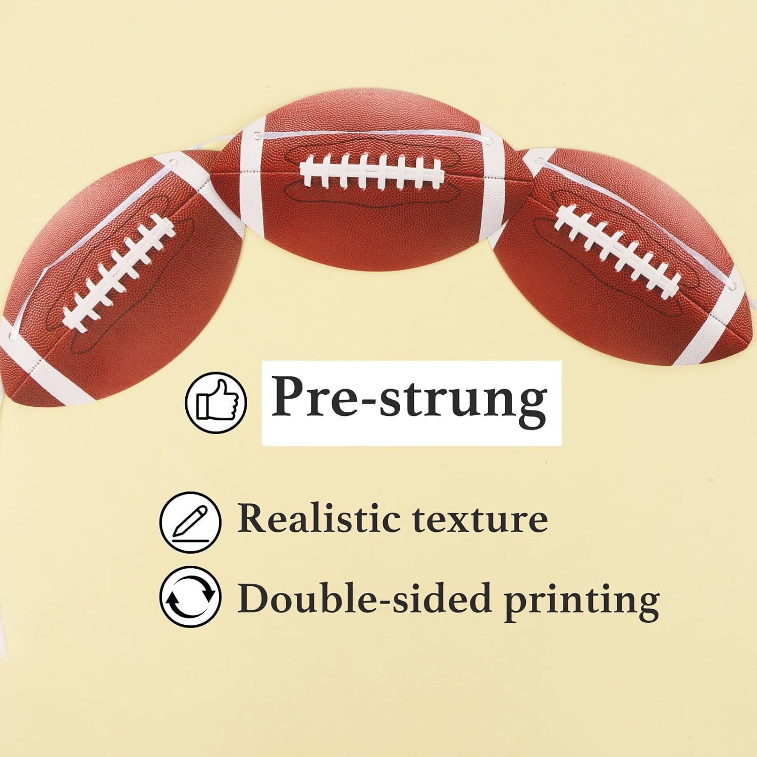 4pcs Football Themed Birthday Party Decorations Pre Strung Banners