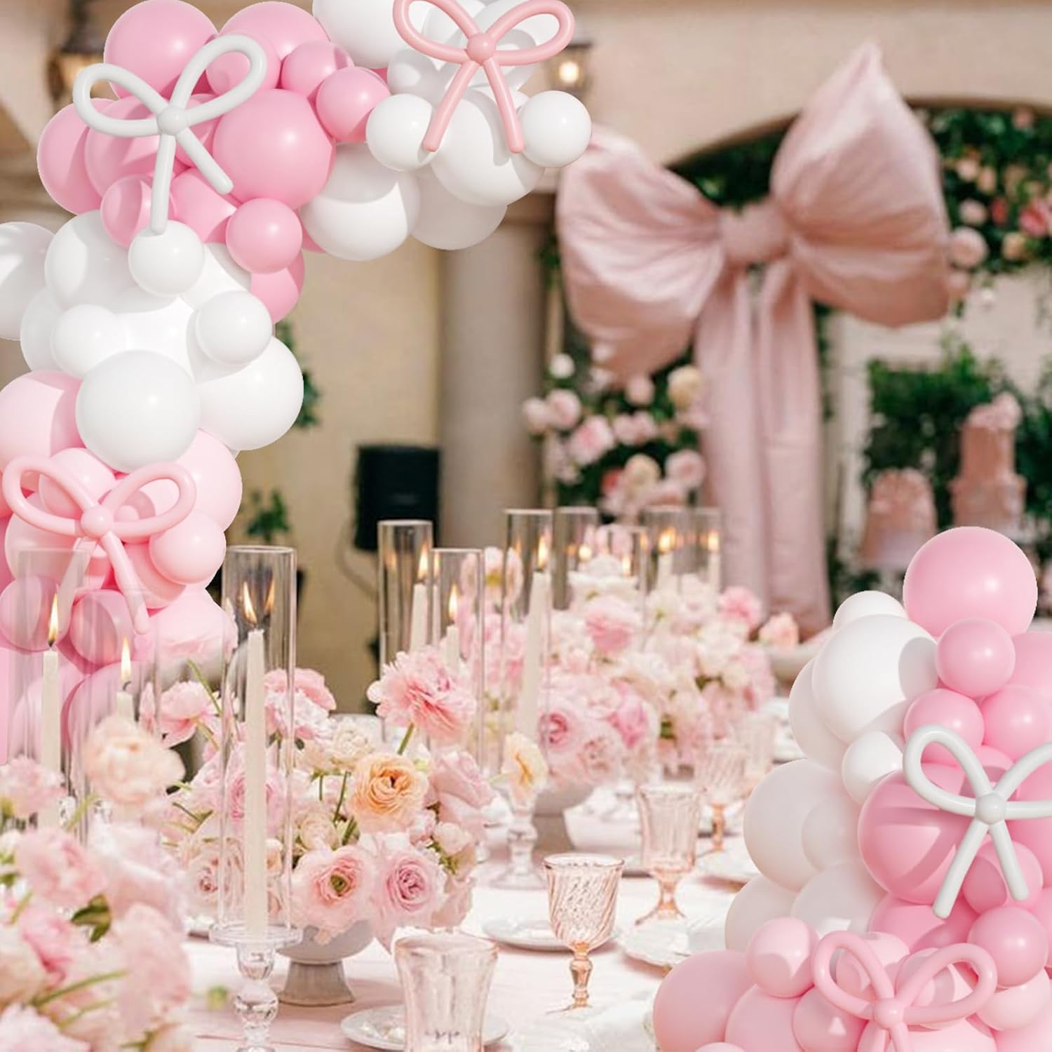 Coquette Birthday Balloon Decor Kit 149 Pcs Pink White