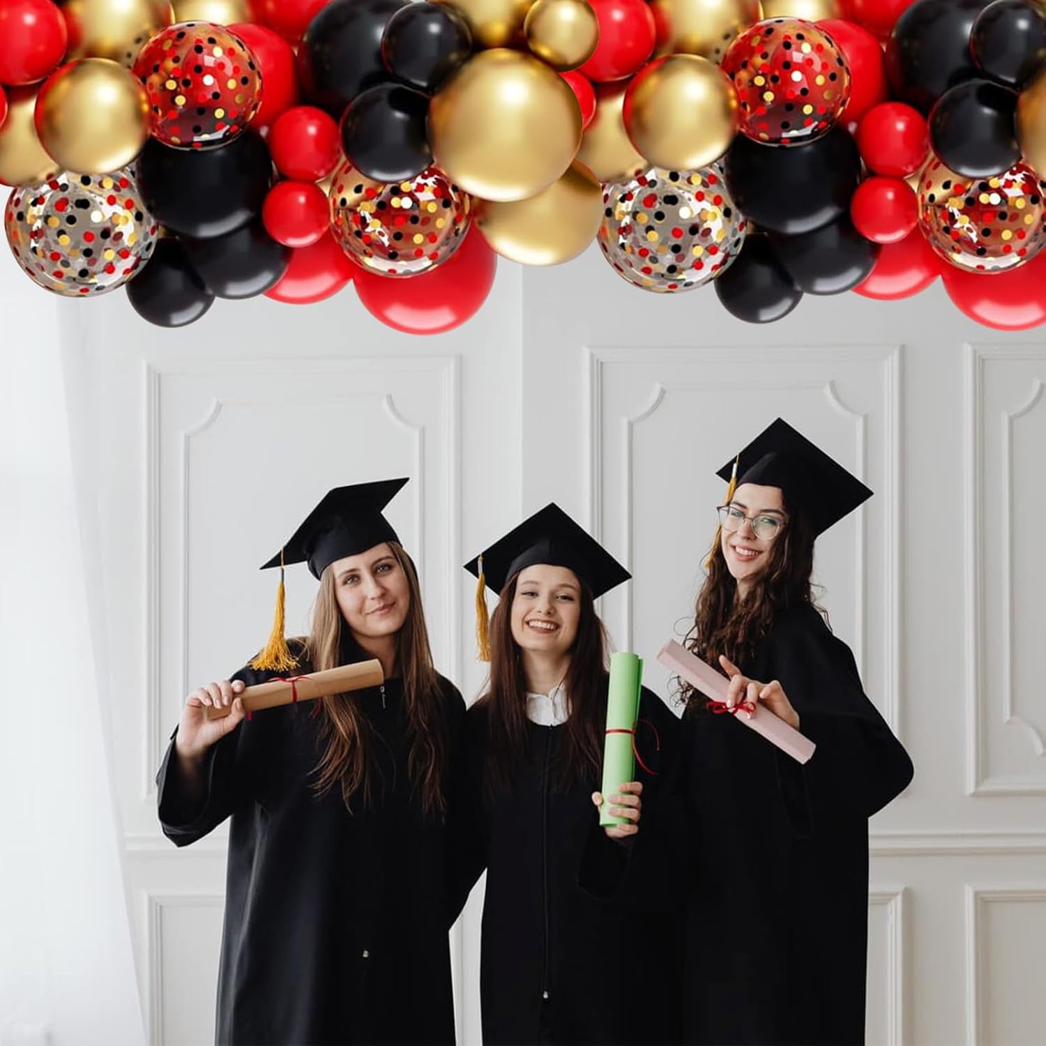 Red Black and Gold Balloons 60 Pack 12 Inches