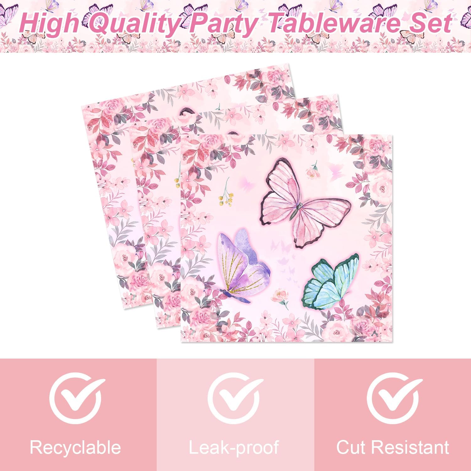 170 Pack Butterfly Party Decorations for 24 Guests