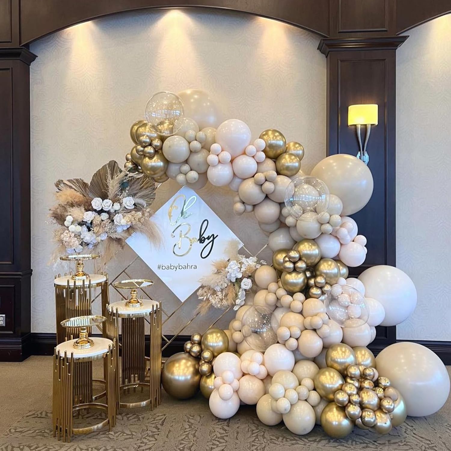 Jobkoo White Sand Gold Balloons Set