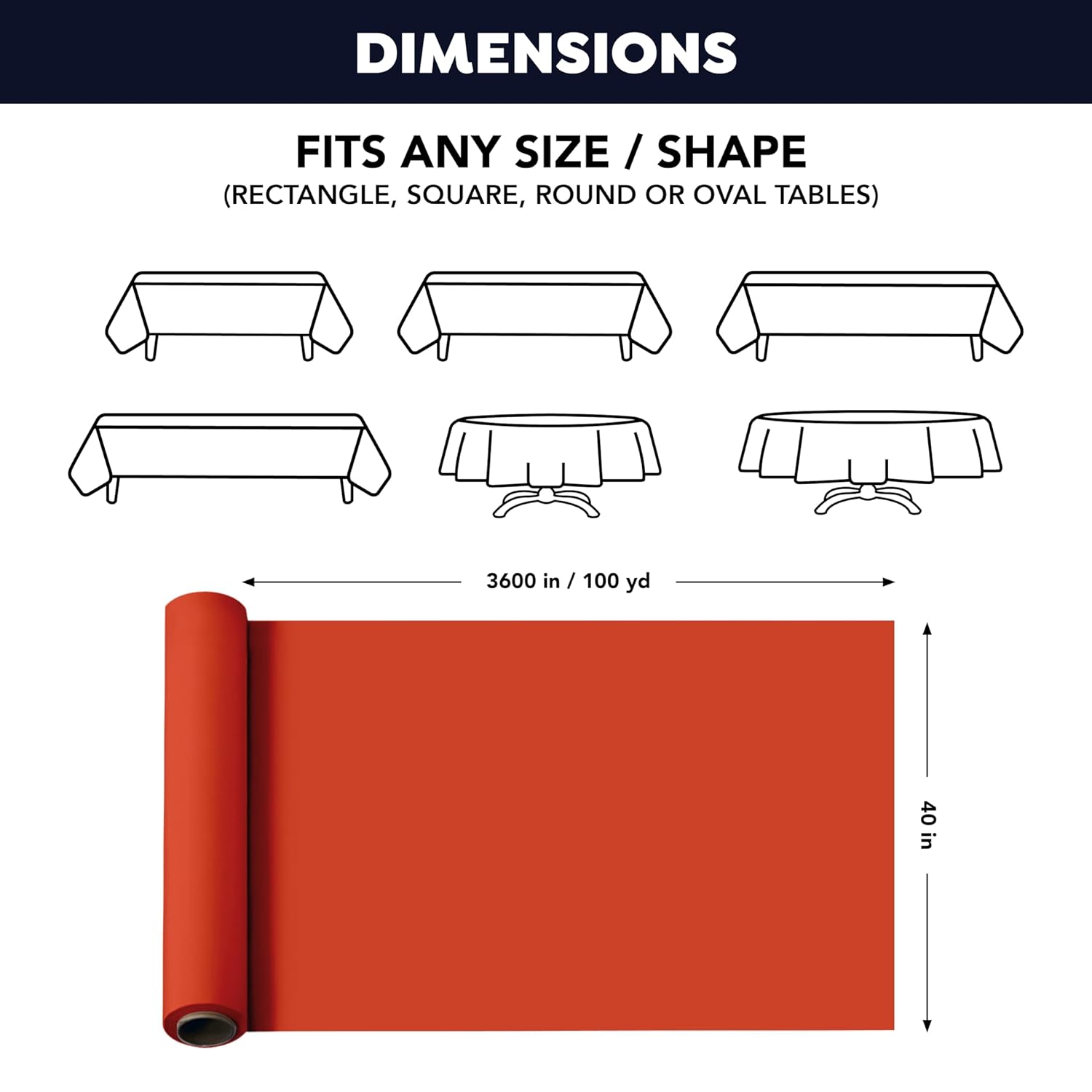 Party Essentials 1403RD Red Banquet Roll Tablecover 300x40