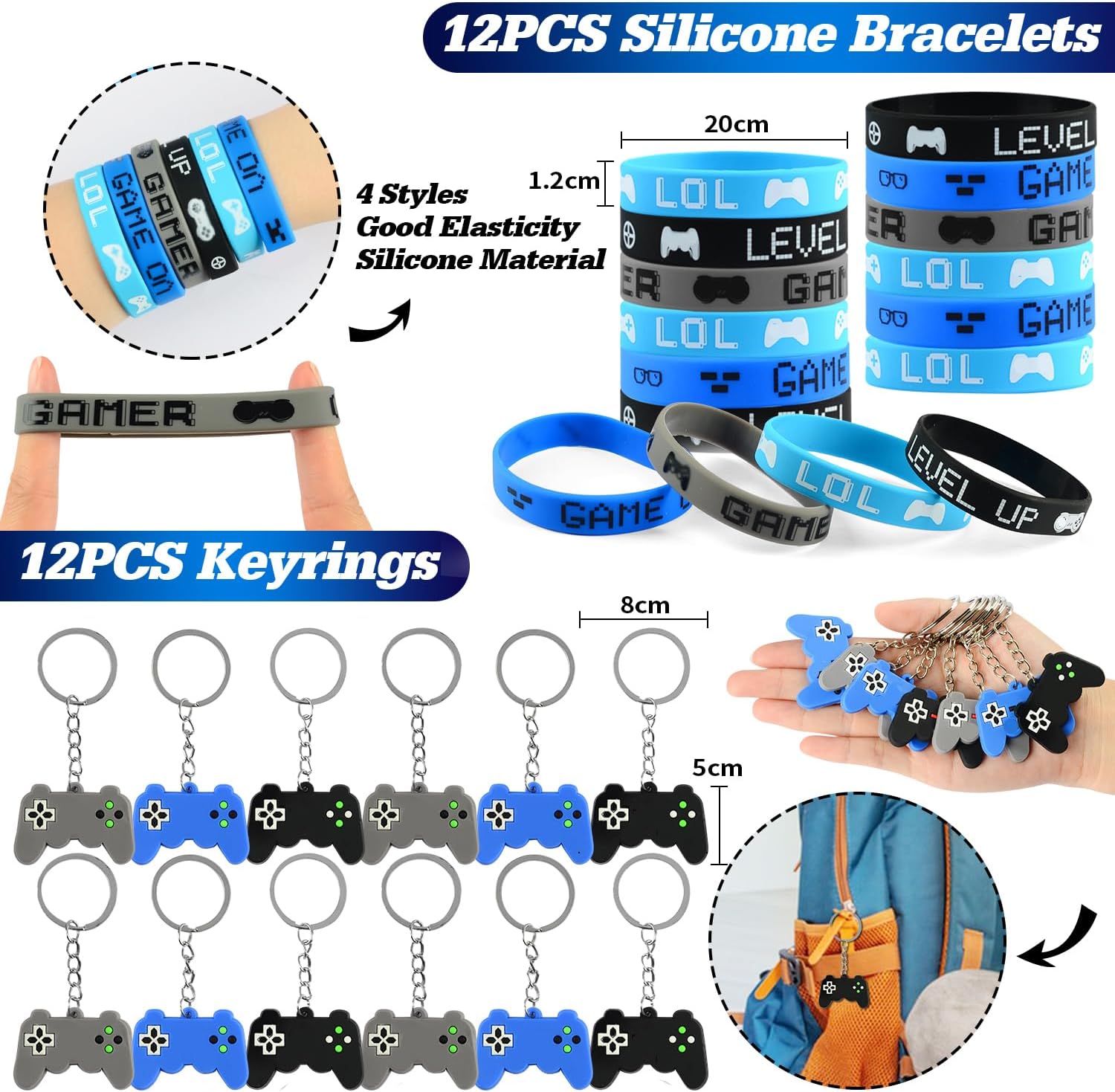 126 PCS Gaming Party Favors with Drawstring Bags