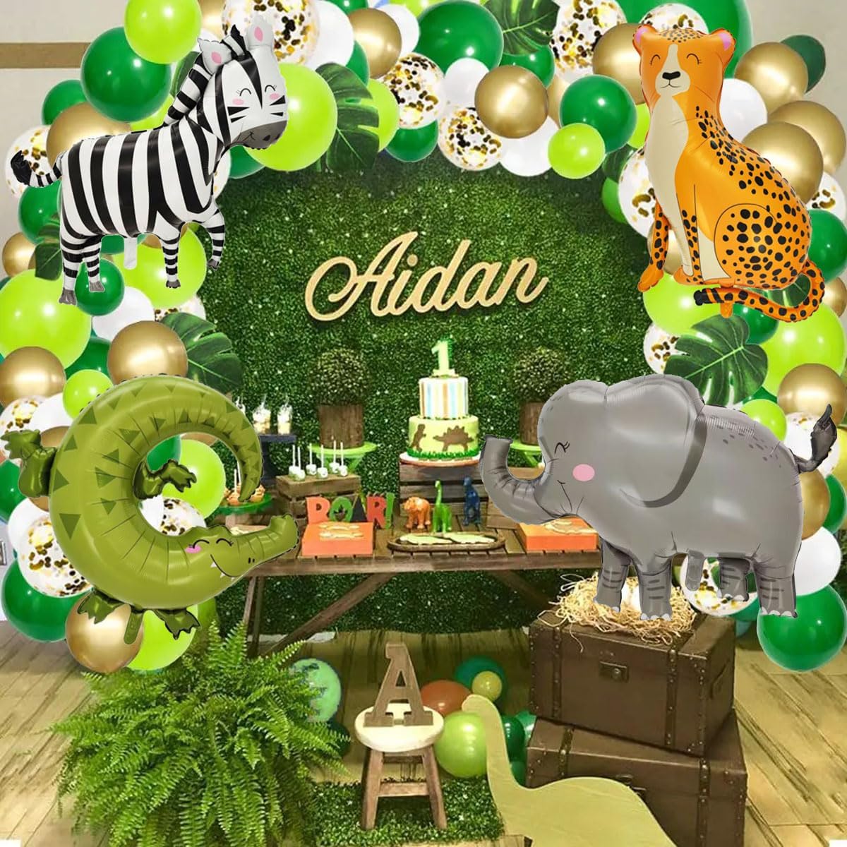 SAMOKA Large Safari Animal Balloons 8PCS 34-40 Inch