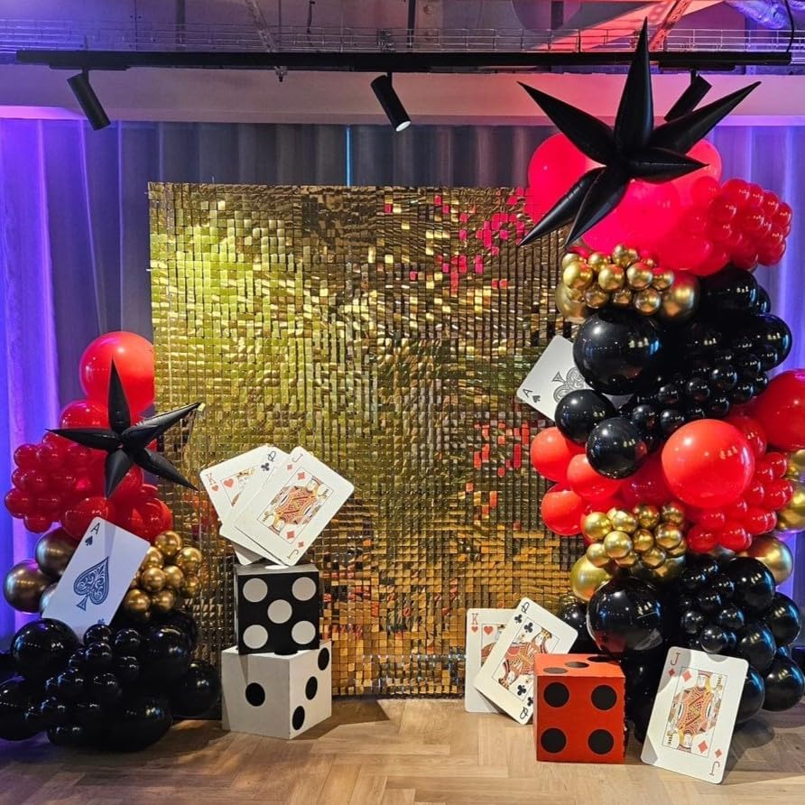 Red Black Gold Balloons 60 Pcs Casino Party Decor