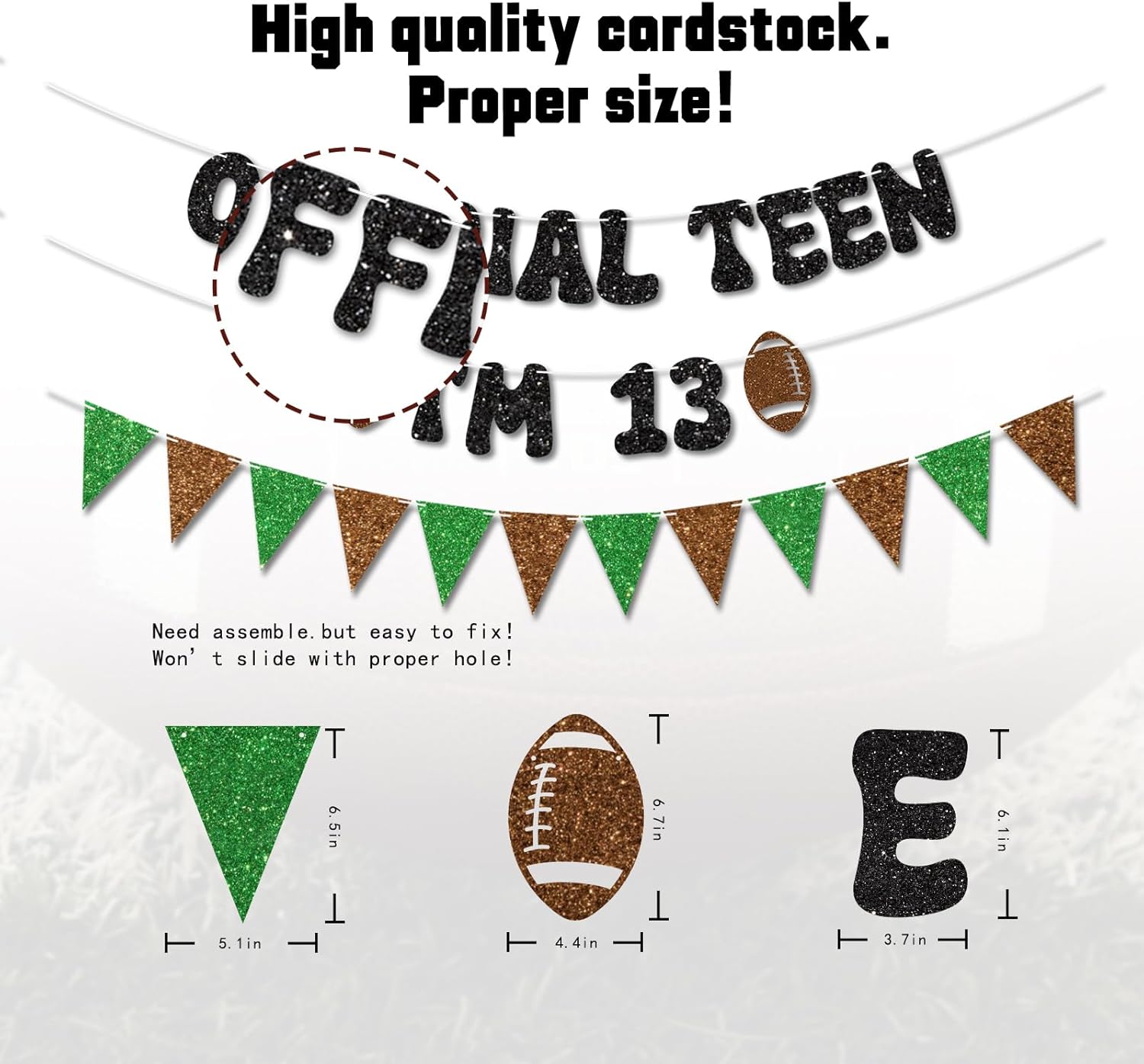 Vofrise Football 13th Birthday Banner for Boys