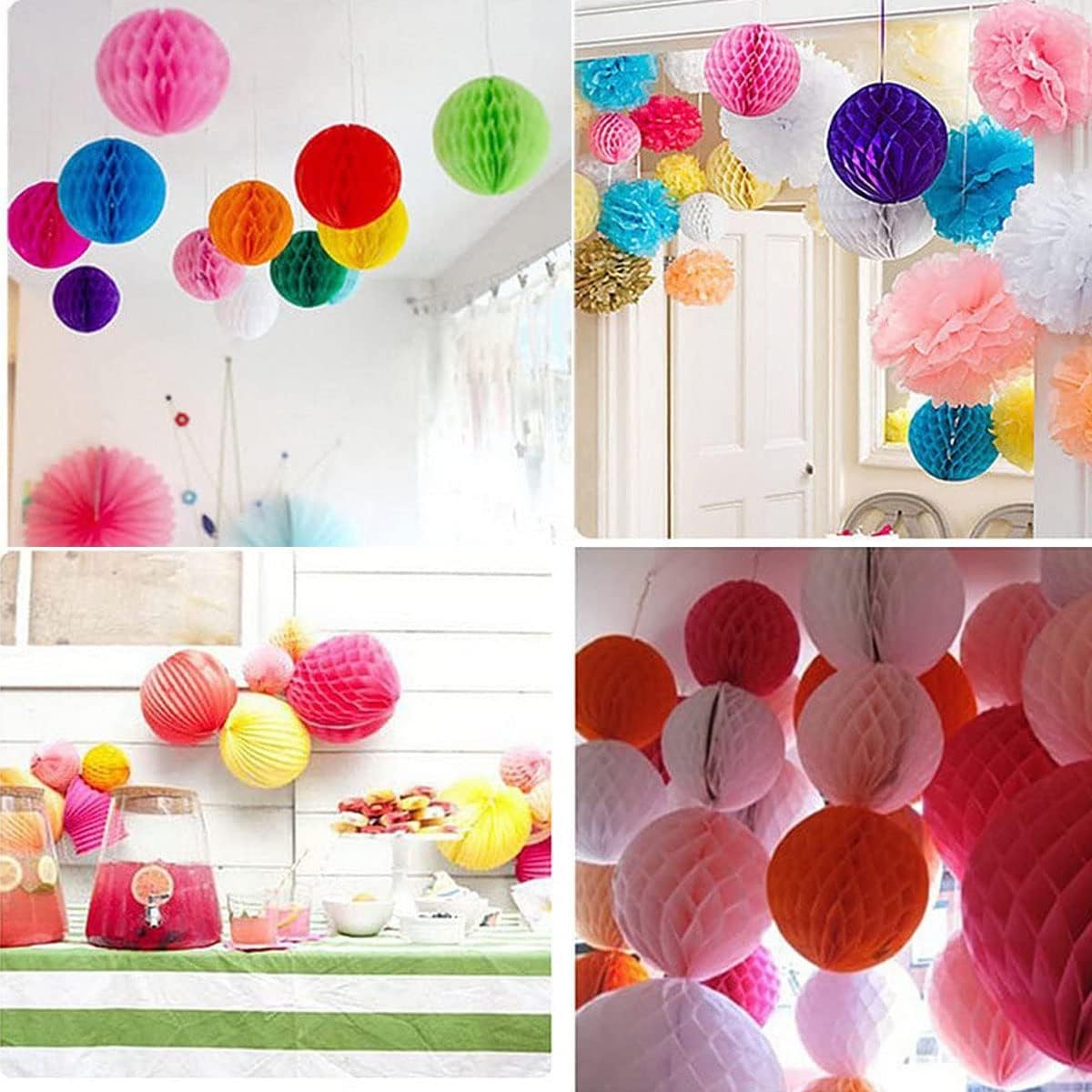 12pcs White Honeycomb Balls Decorations for Parties