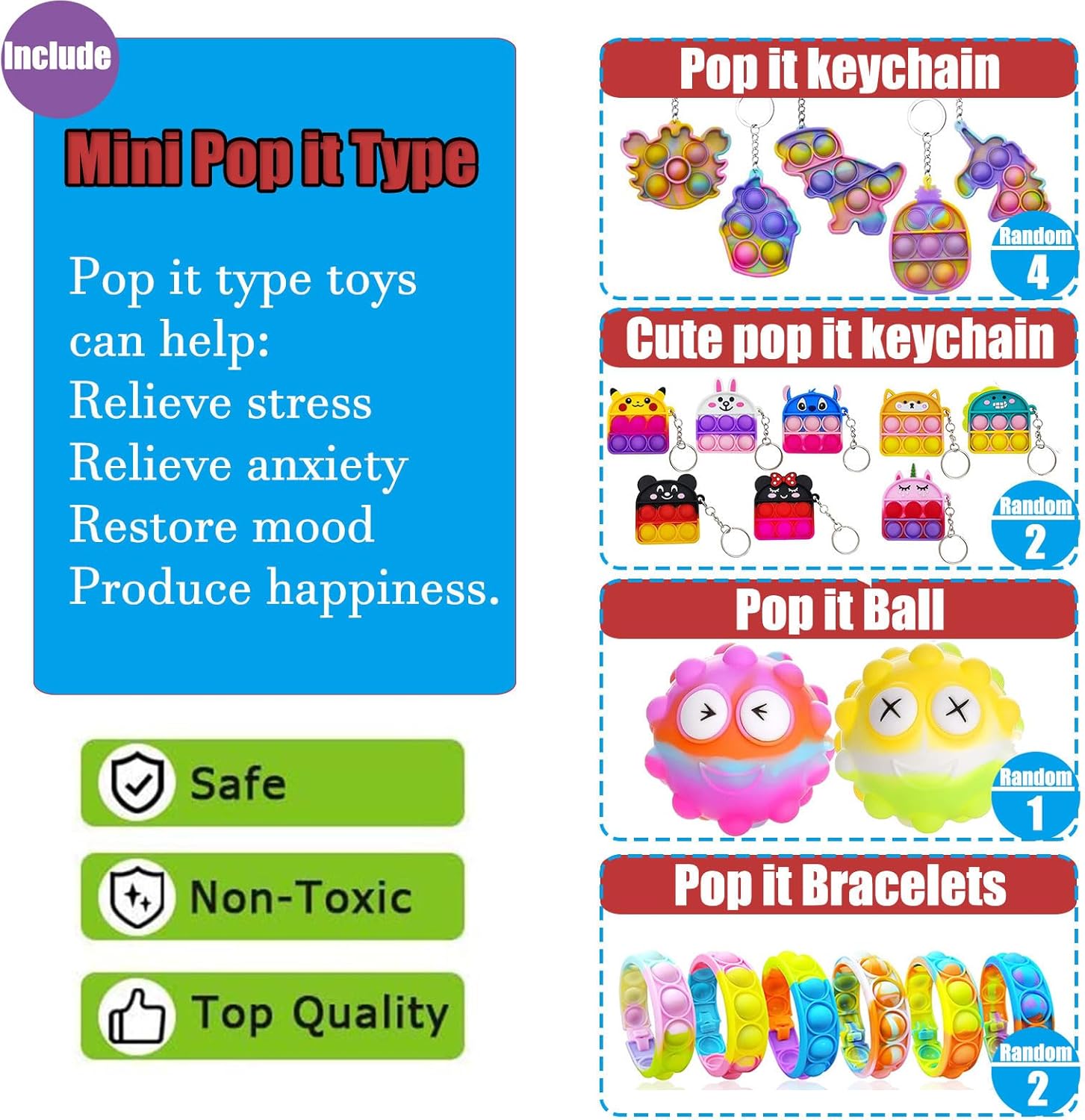 112 PCS Pop Fidget Party Favor Toys Set for Kids