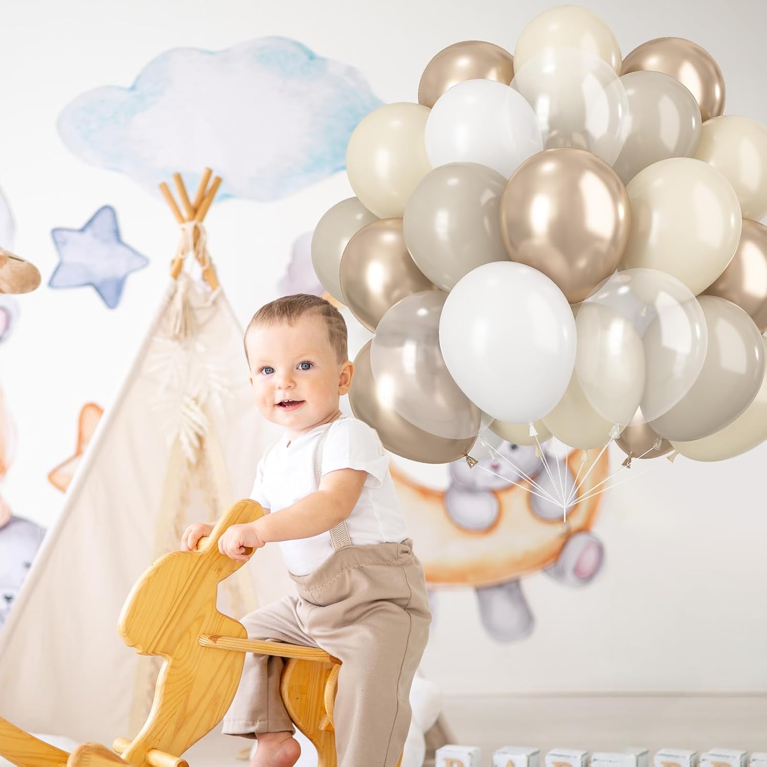 60PCS Beige Gold Balloons Set for Party Decorations