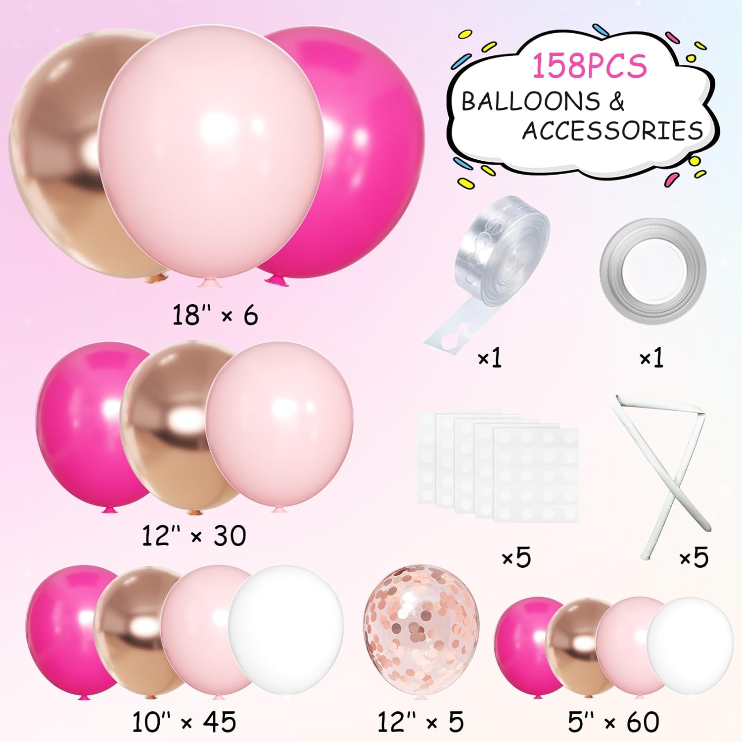 146 Pcs Balloon Arch Garland Kit for Party Decorations