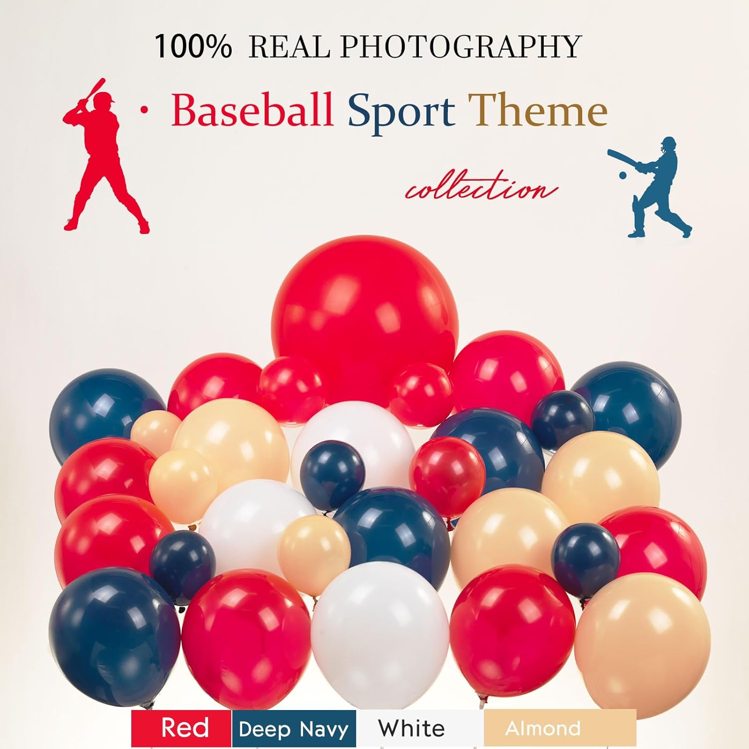 Baseball Balloon Garland Kit 126Pcs with Foil Star Balloons