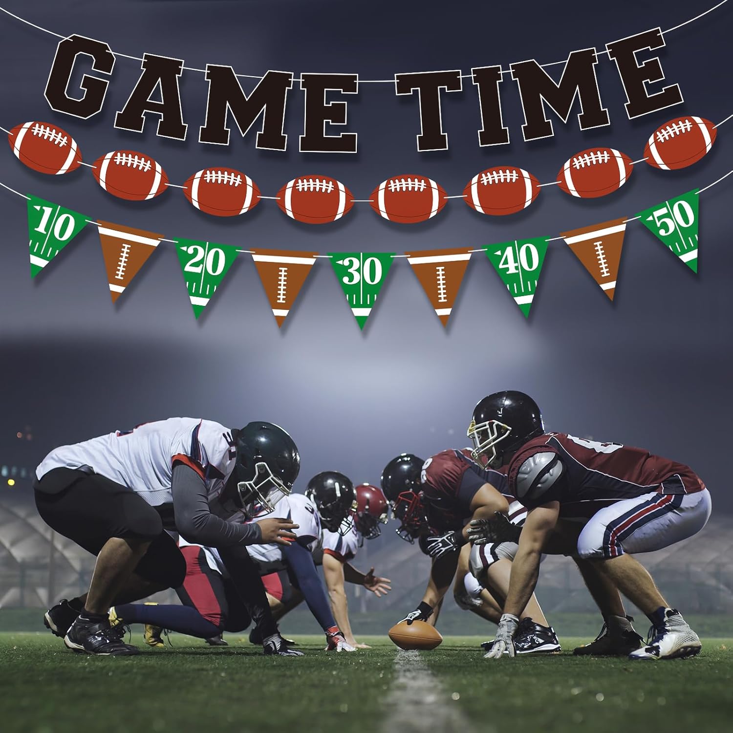 Football Banner Garland for Game Day Party Decor