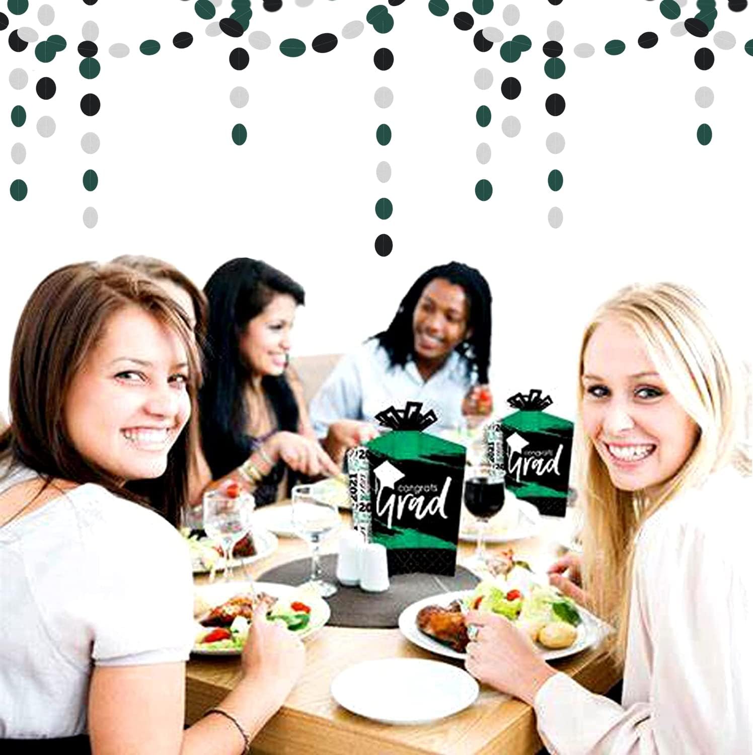 Black Green Silver Party Garland Streamers 52ft