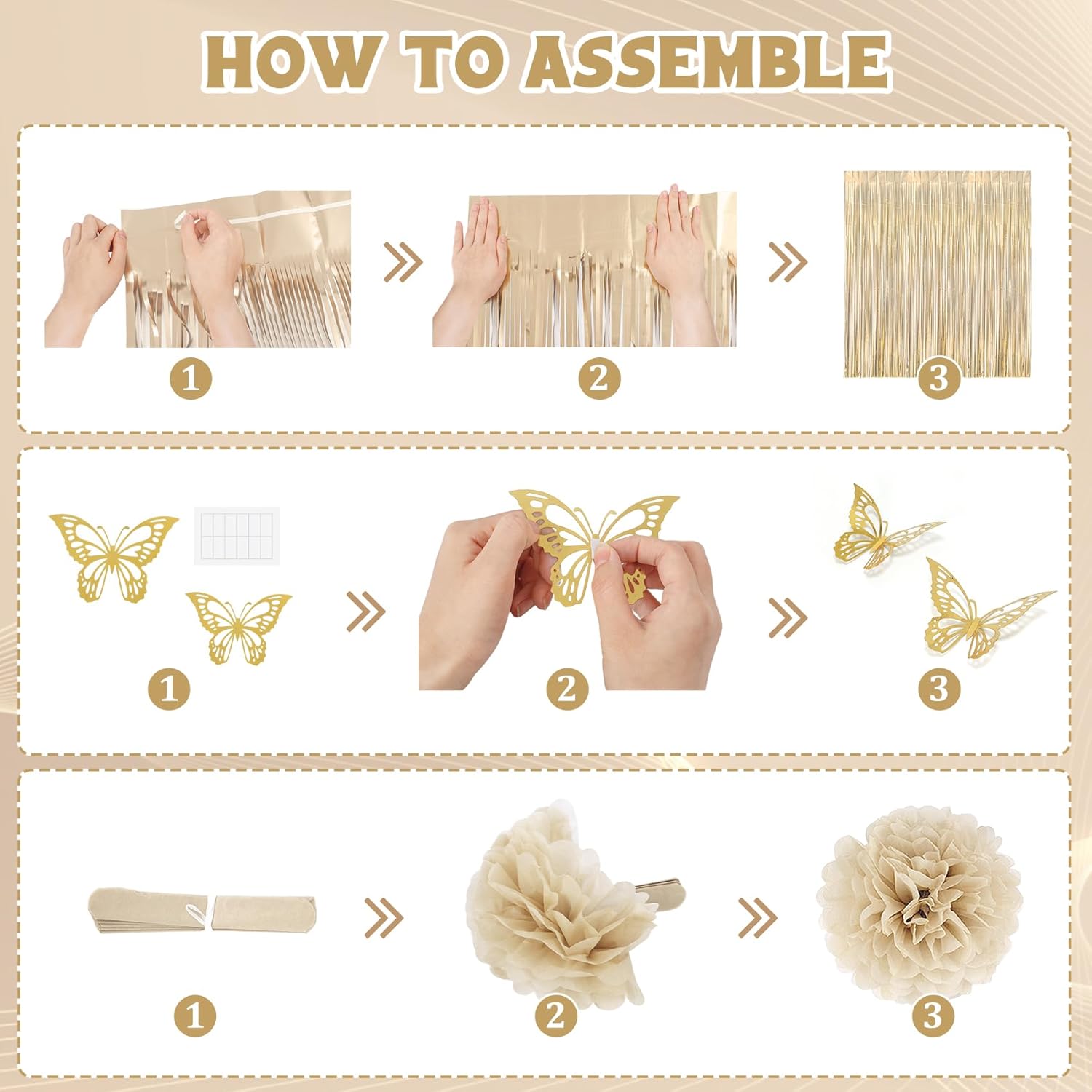 Ouddy Party White and Gold Birthday Decorations