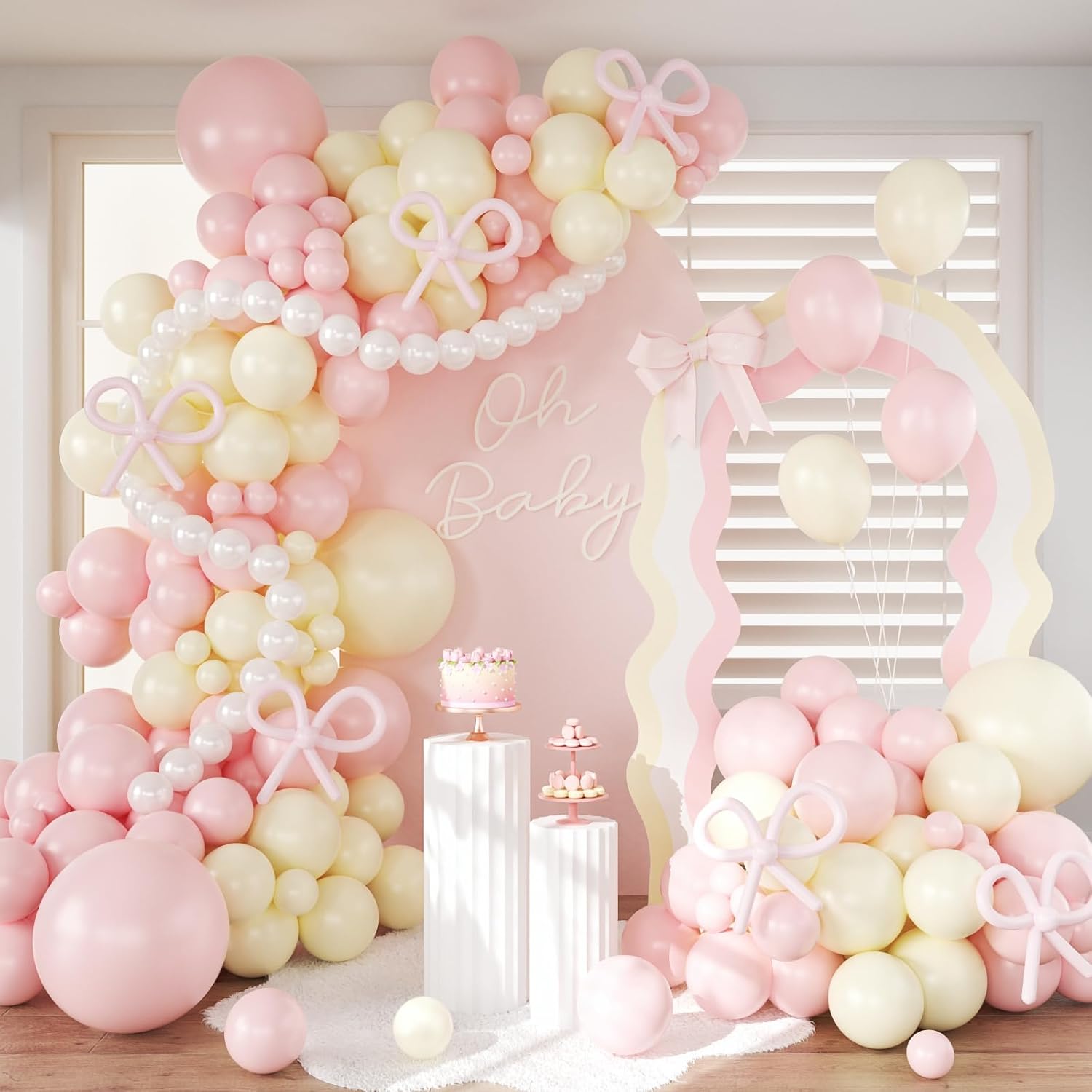 CROSSFINGERS Pink Yellow Balloon Arch Garland Kit