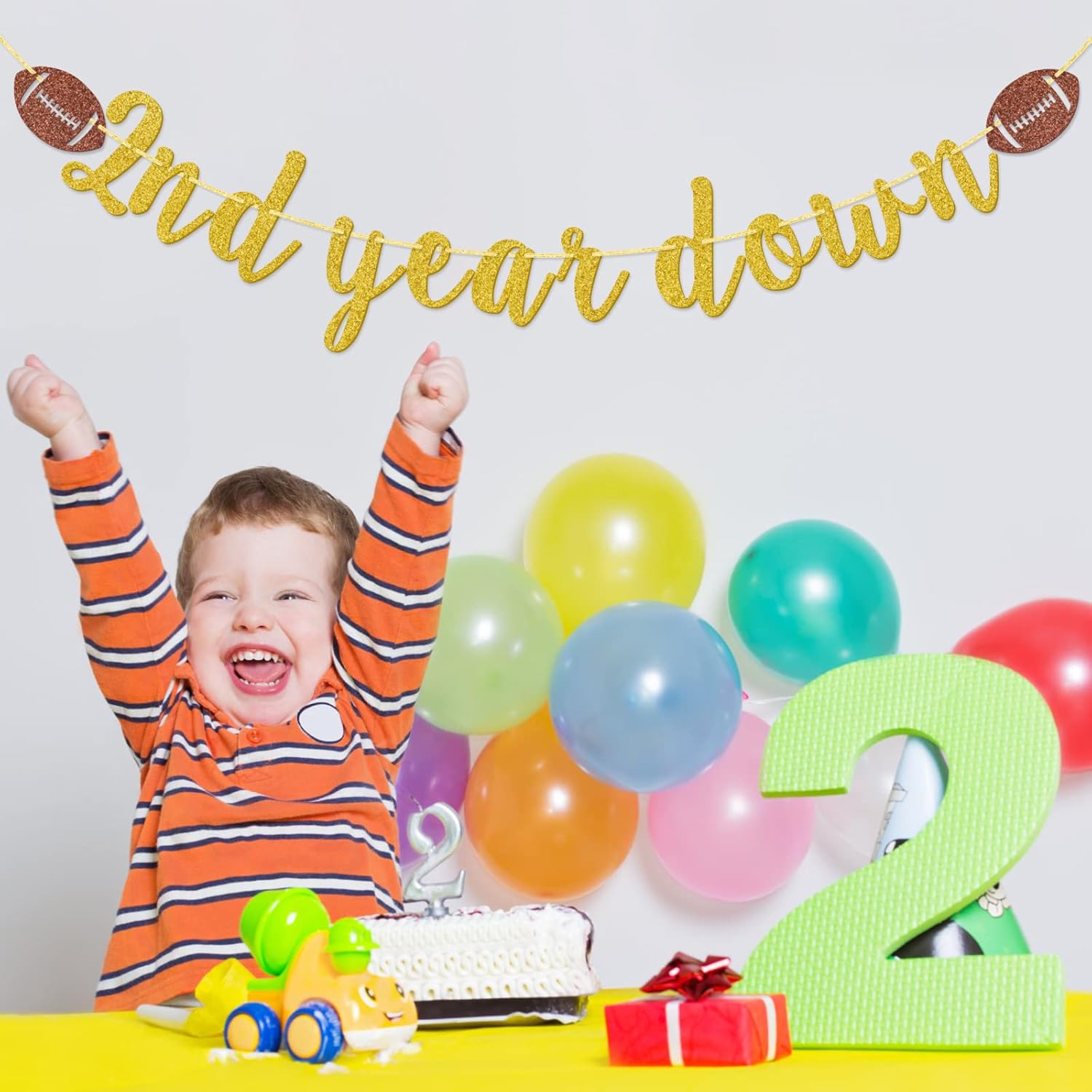 2nd Birthday Glitter Banner with Pre-Strung Letters