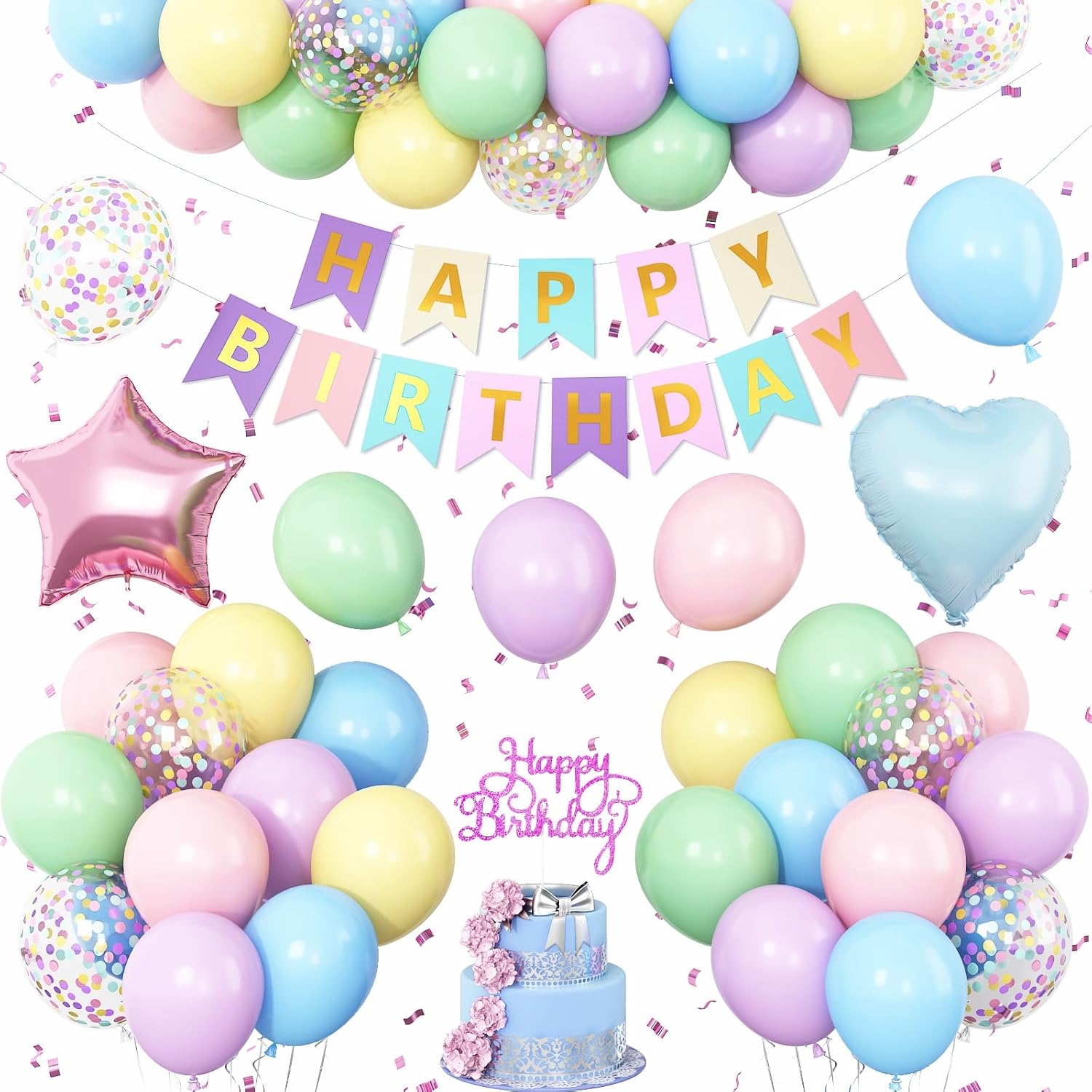 Vibzox Pastel Birthday Balloons Decor Set