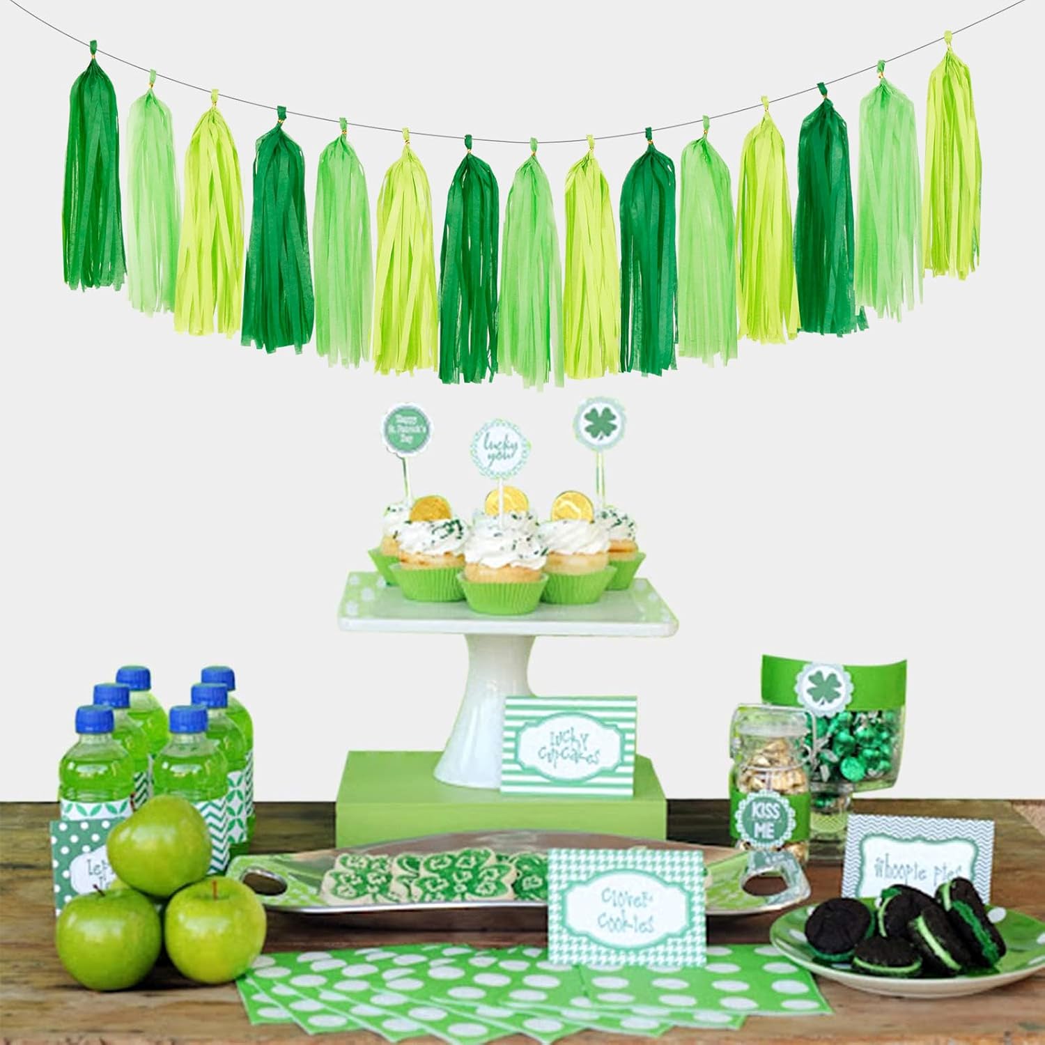 Green Party Decorations Tissue Pom Poms - 23pcs Set