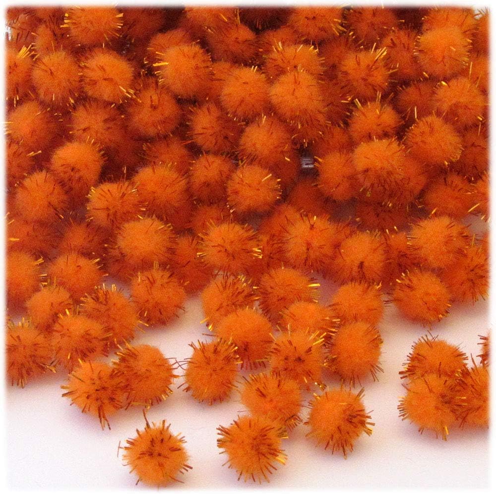 The Crafts Outlet Chenille Sparkly Pom Poms Orange 05 Inch 500 Pc