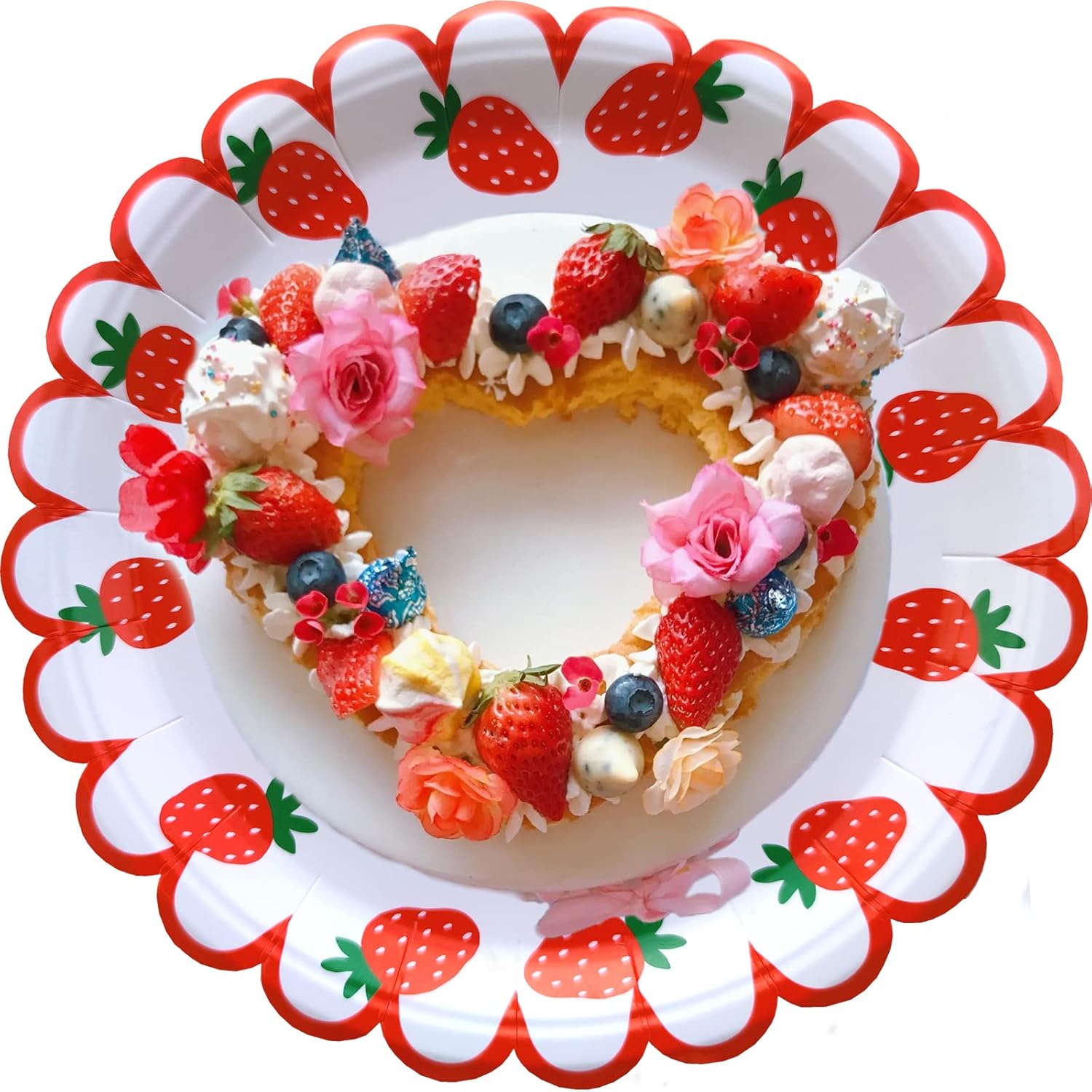 64 Piece Strawberry Themed Party Cutlery Set - Red for 16 Guests