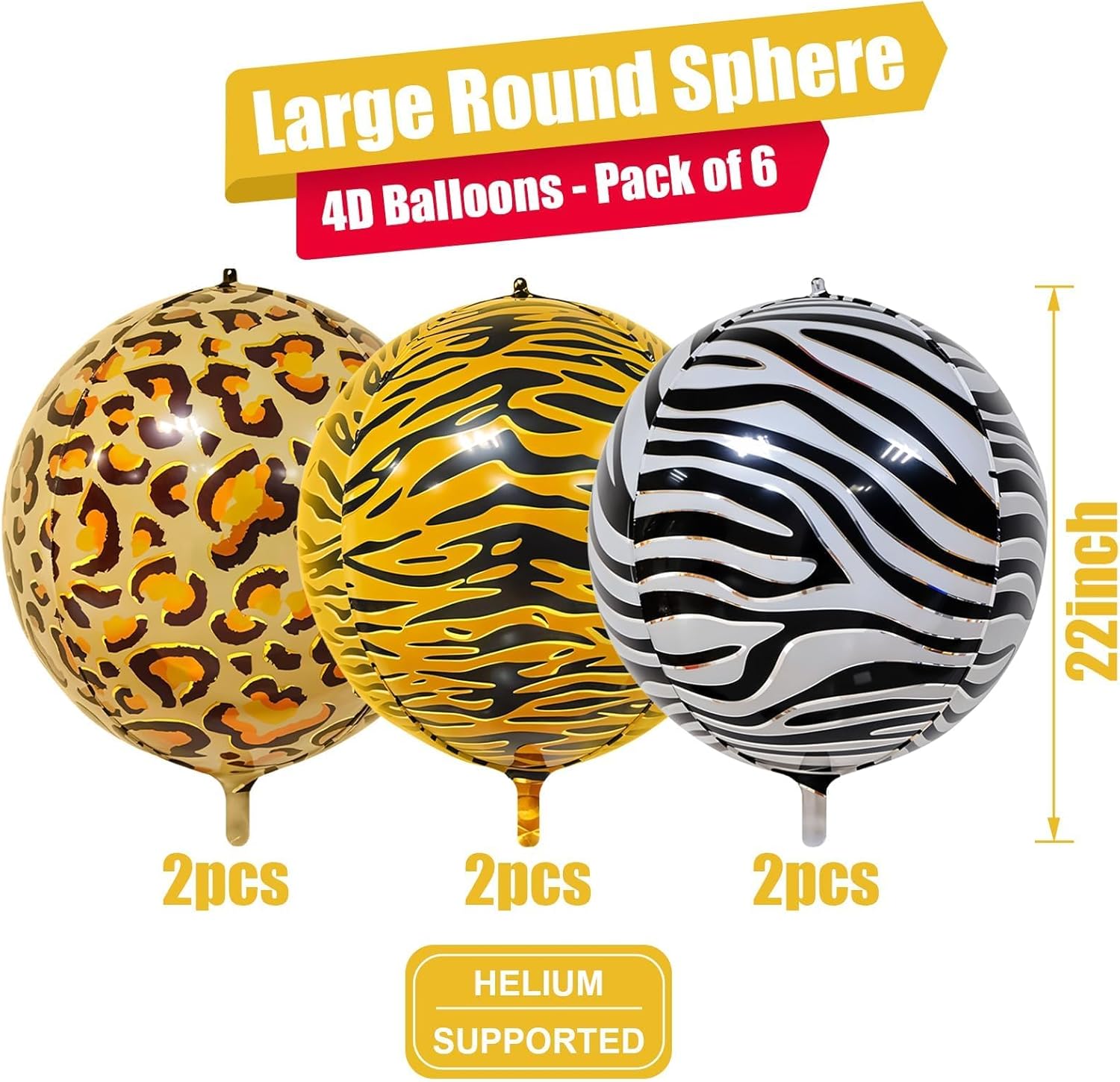 6PCS Safari Animal Balloons 22Inch for Kids Party Decor