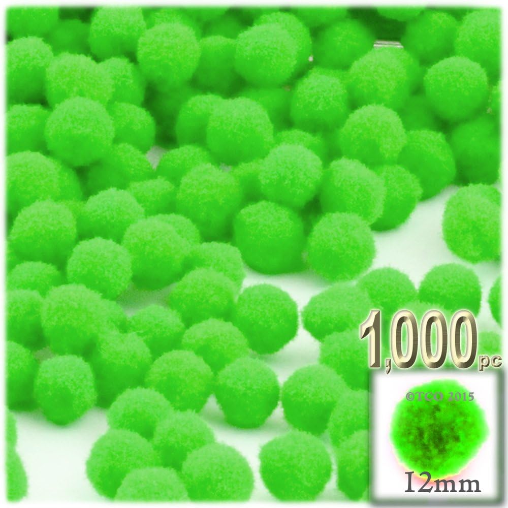 The Crafts Outlet 1000 Piece Pink Pom Poms 12mm Round Acrylic