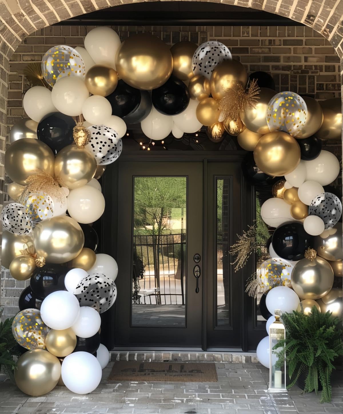 300 Pcs Black White Gold Confetti Balloons Set