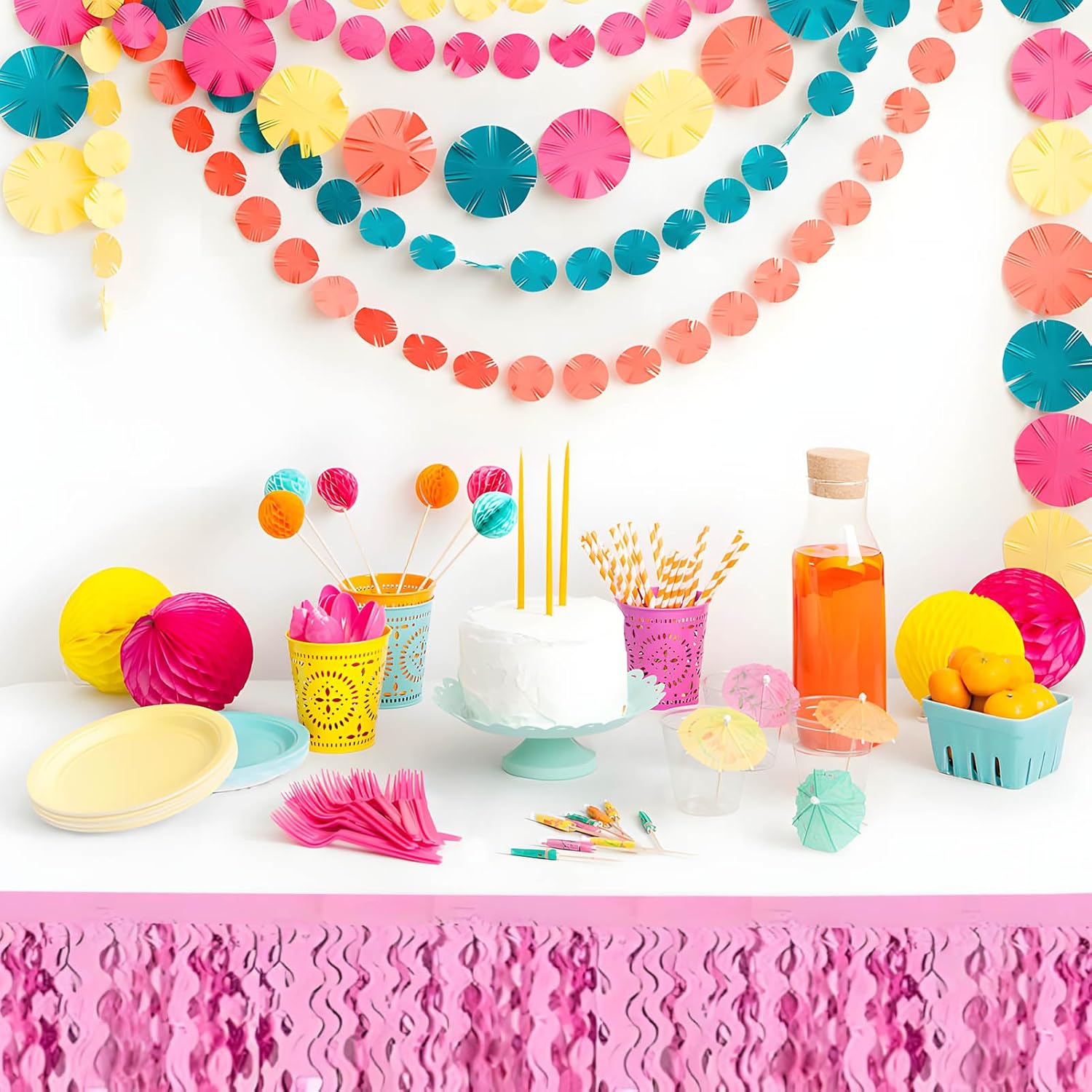 6 Pack 10 Feet Pink Metallic Foil Garland