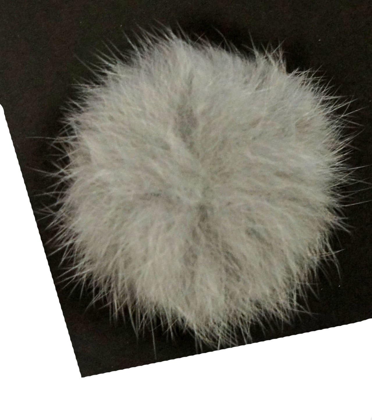 Light Grey Rabbit Fur Pom Pom Trims Pack of 4