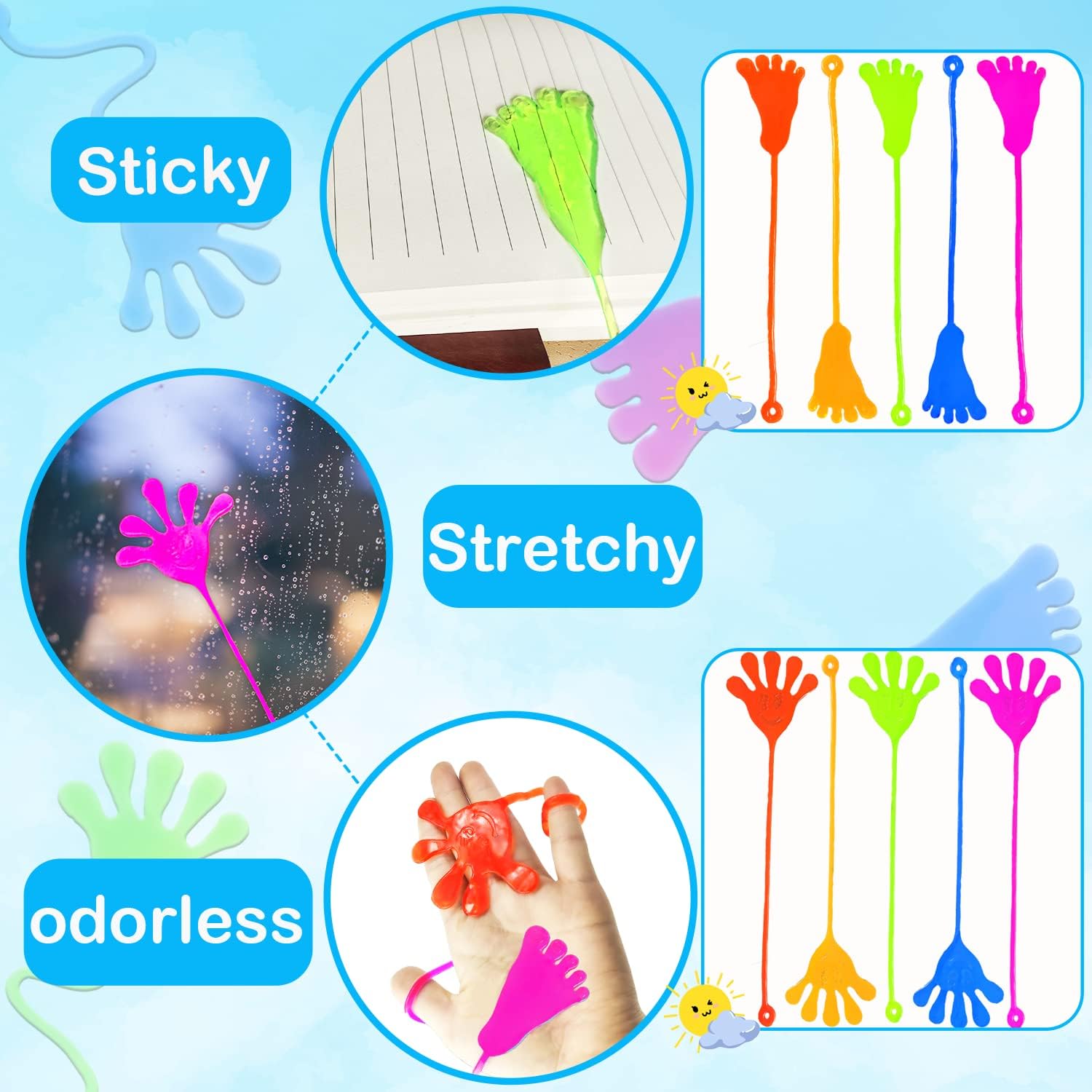 100 pcs Sticky Hands Feet Party Favors for Kids