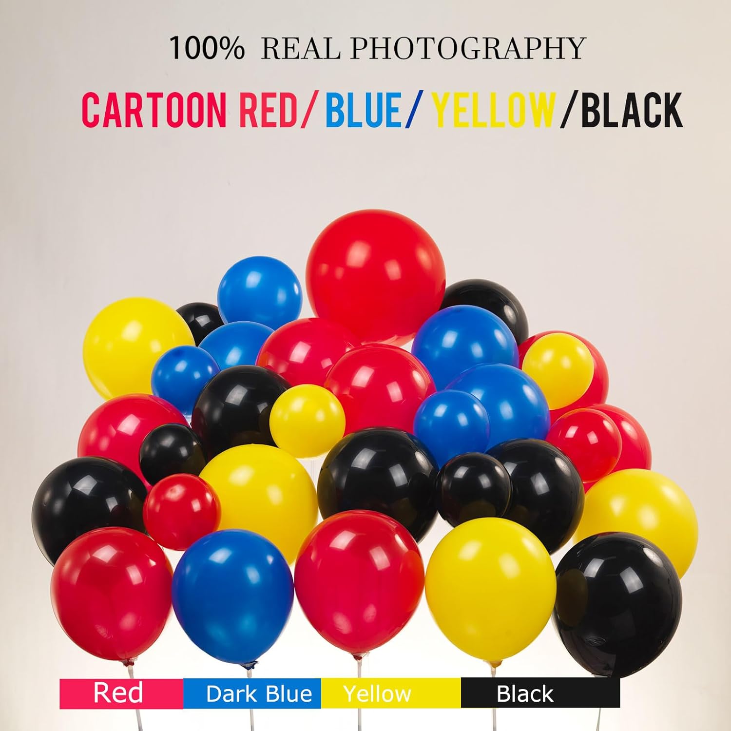 Red Yellow Blue Black Balloon Garland Kit 130pcs