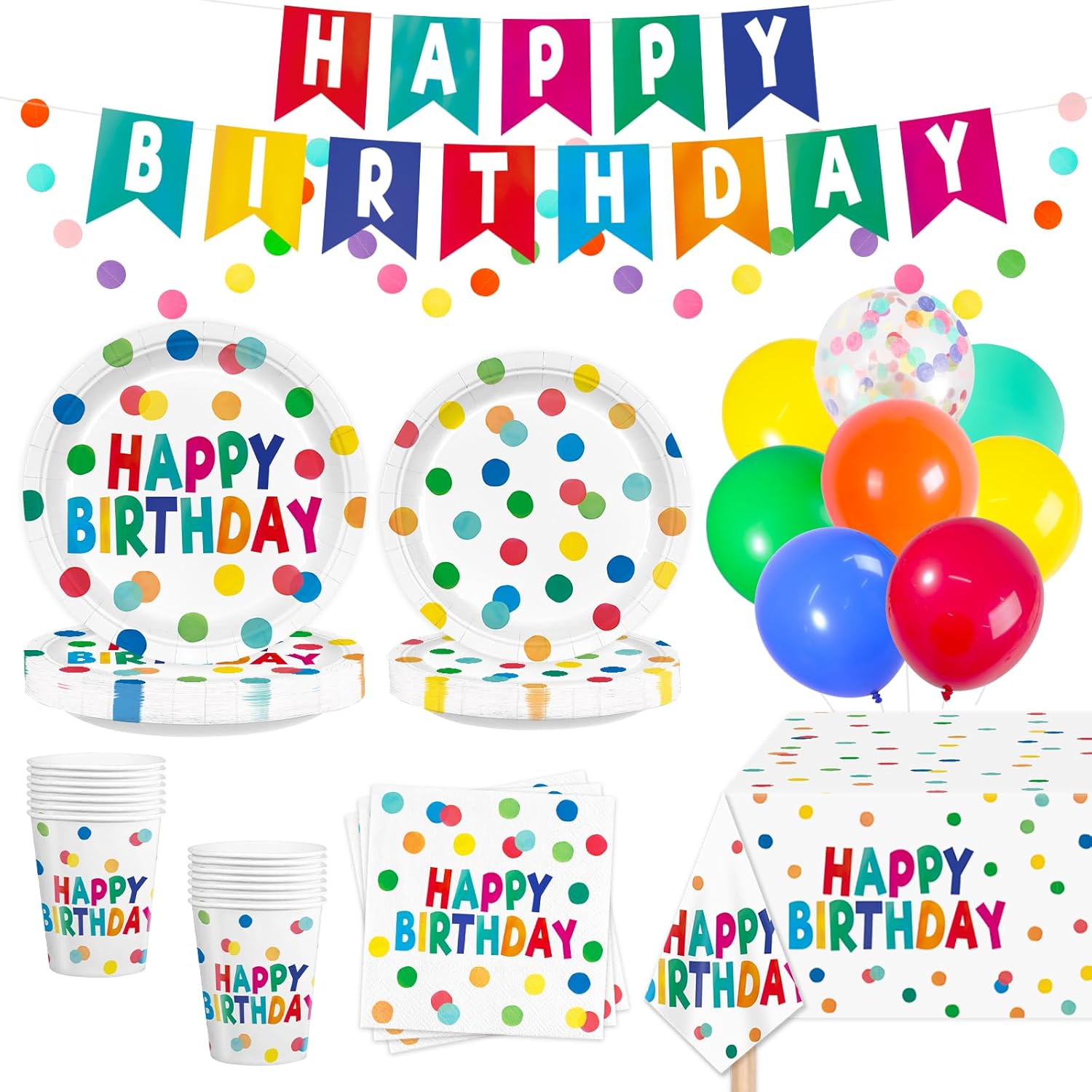 Detanpoly 158pcs Happy Birthday Party Set for Kids