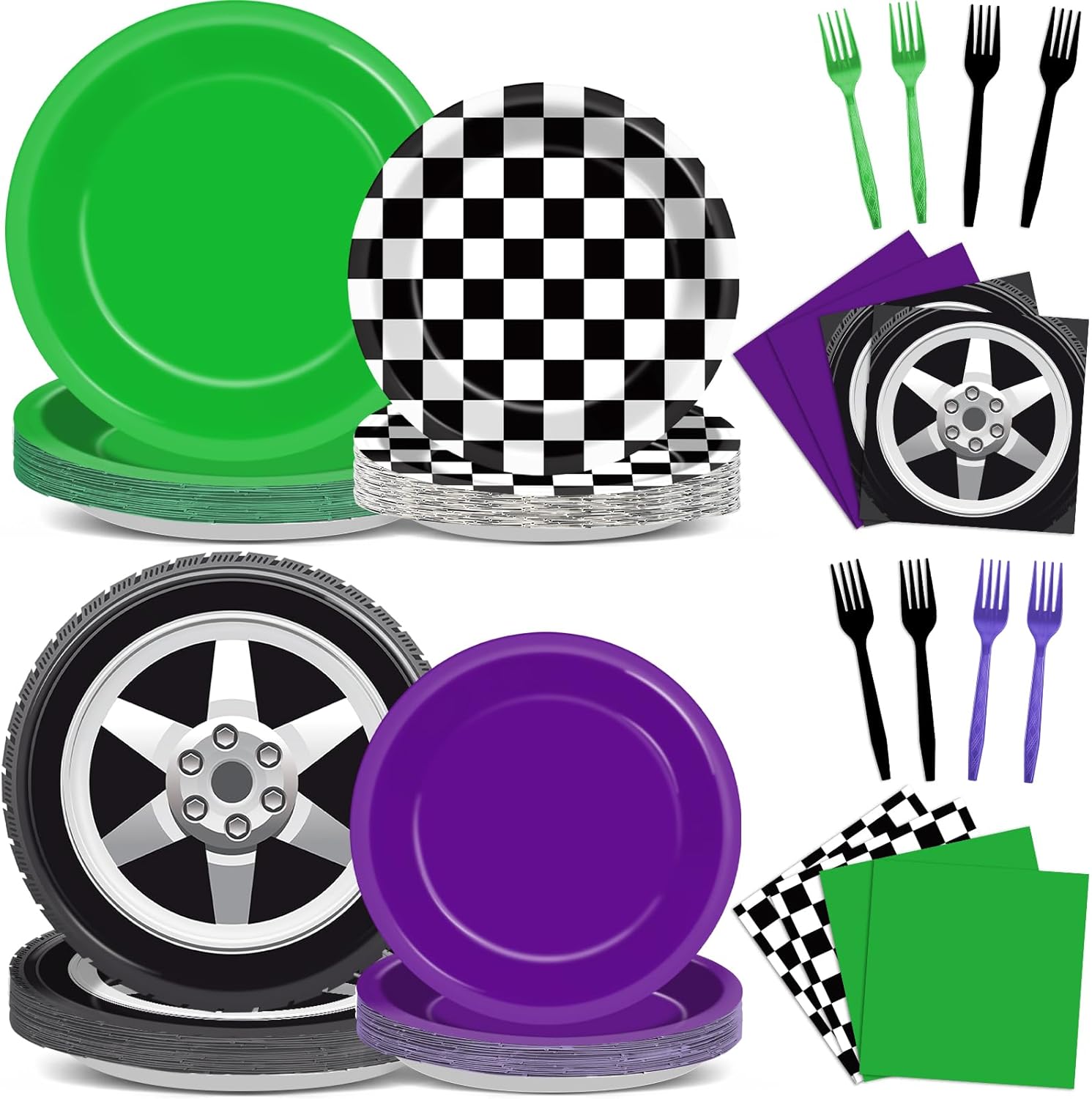 Monster Truck Party Supplies Set 24 pcs for Kids Birthday