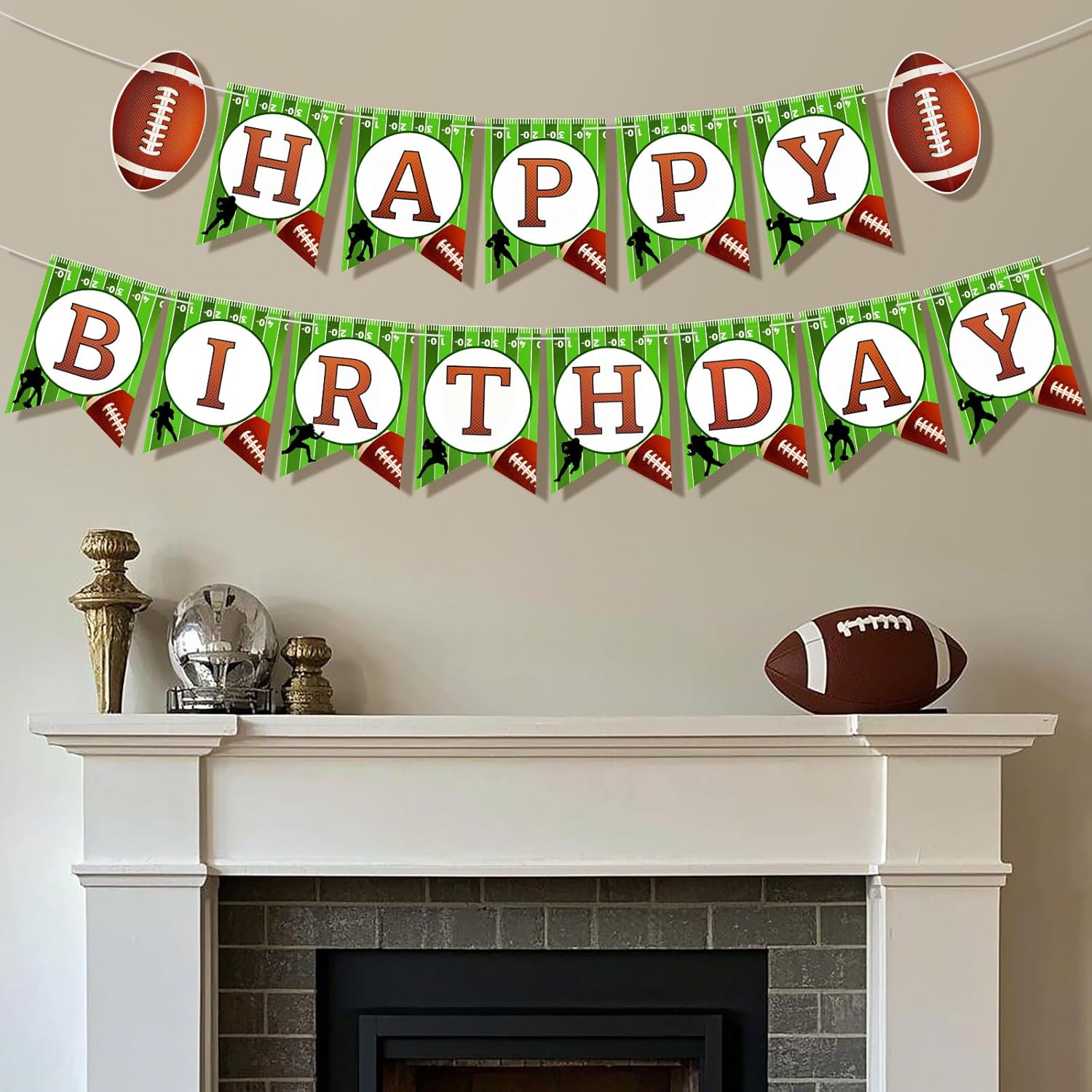 Football Birthday Banner with String Flags